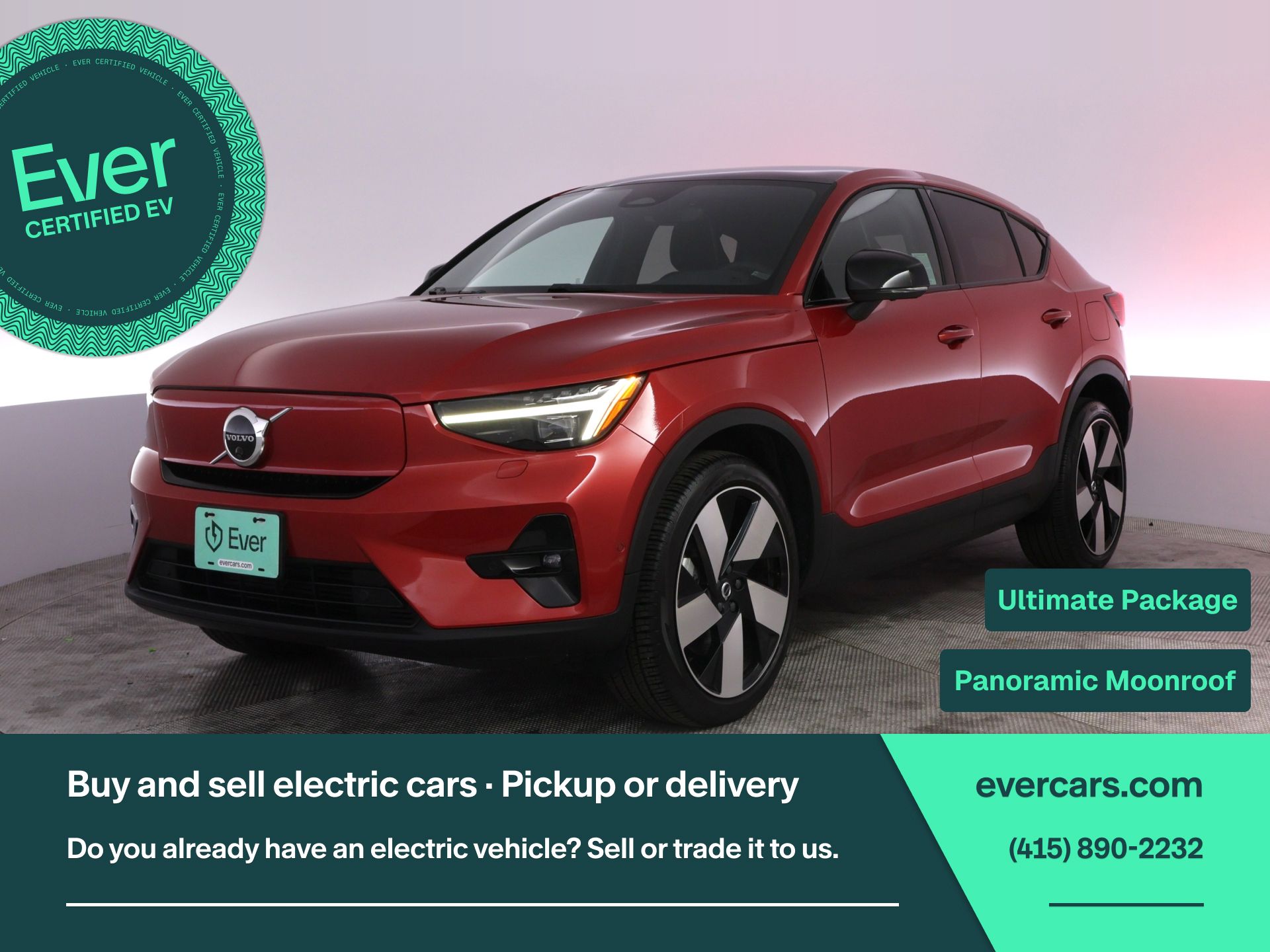Fusion Red Metallic 2023 Volvo C40 Recharge SUV / Crossover All-Wheel Drive 1-Speed Automatic