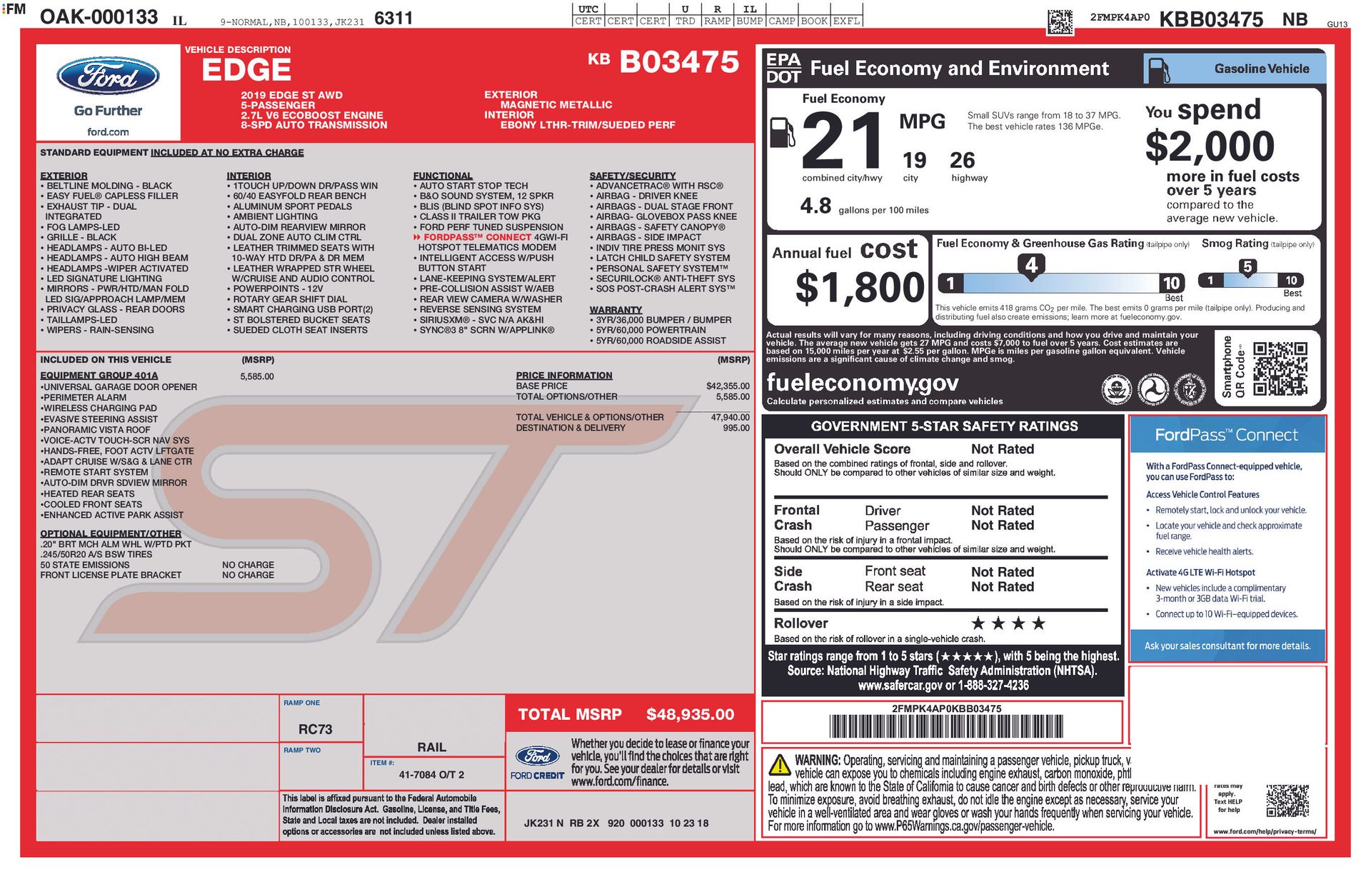 2019 FORD EDGE - Image 3