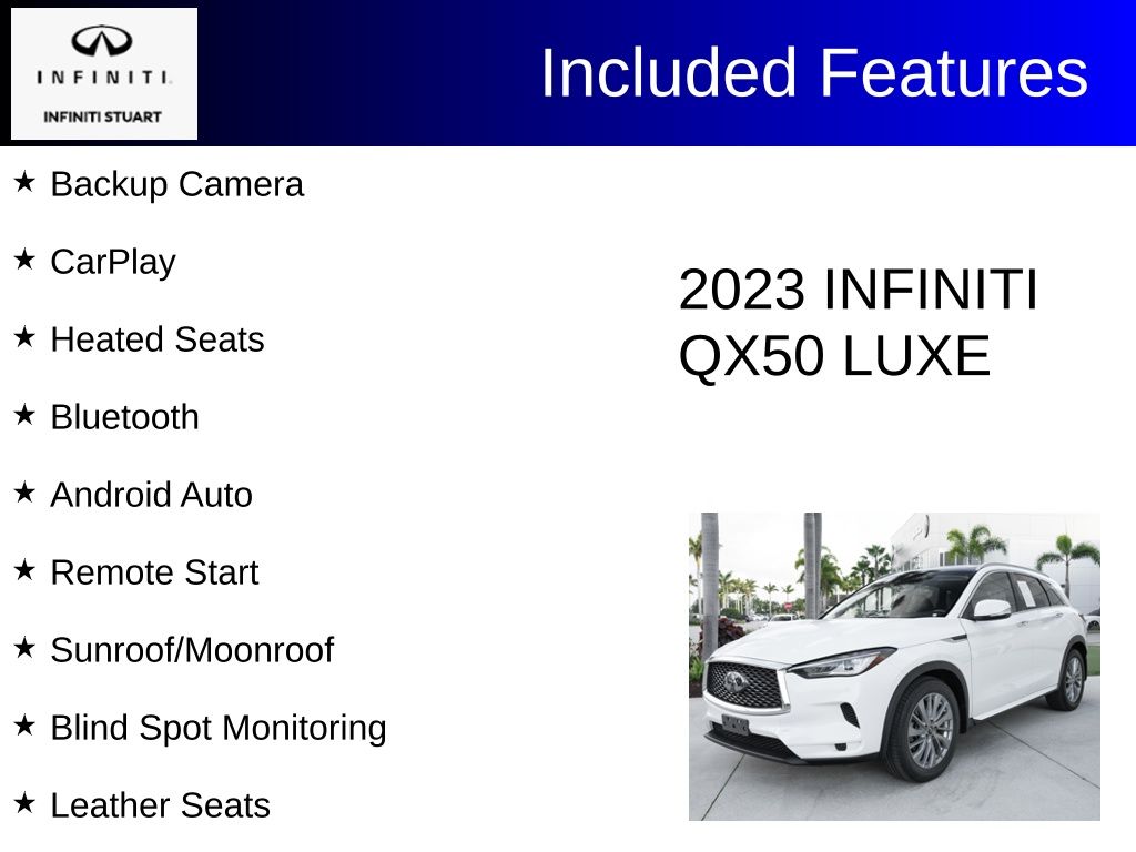 used 2023 INFINITI QX50 car, priced at $26,700