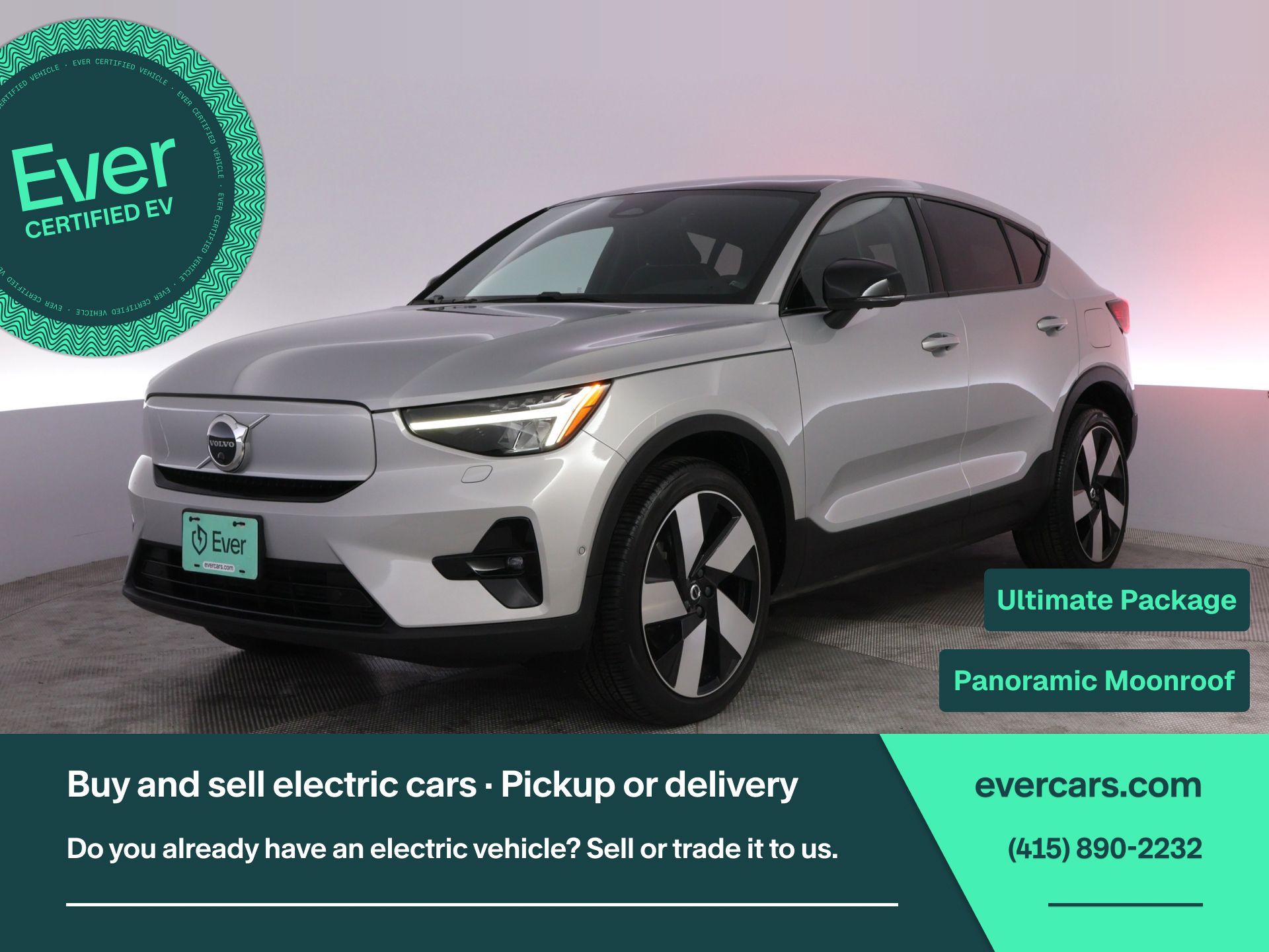 Silver 2023 Volvo C40 Recharge SUV / Crossover All-Wheel Drive 1-Speed Automatic