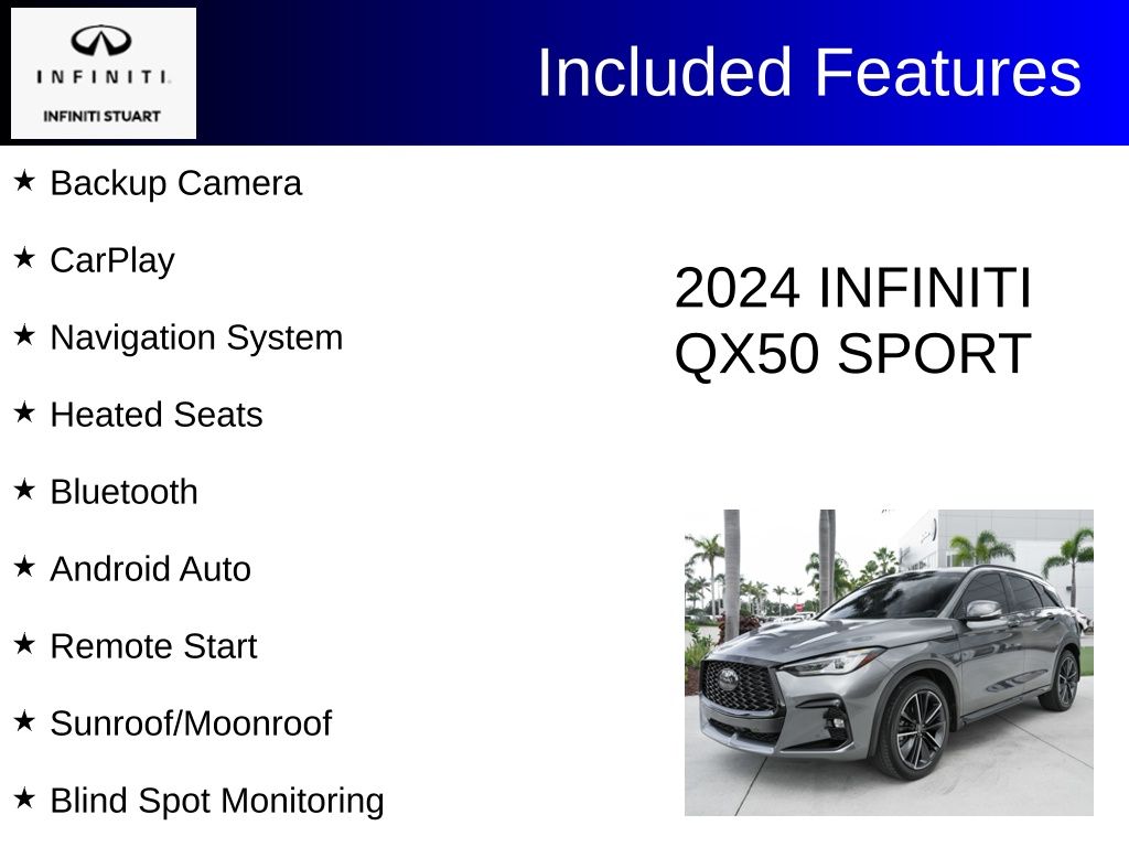 used 2024 INFINITI QX50 car, priced at $35,995