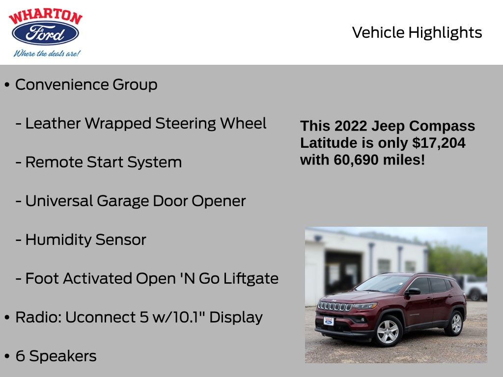 2022 Jeep Compass Latitude Red at Texan Dodge Chrysler Jeep Ram