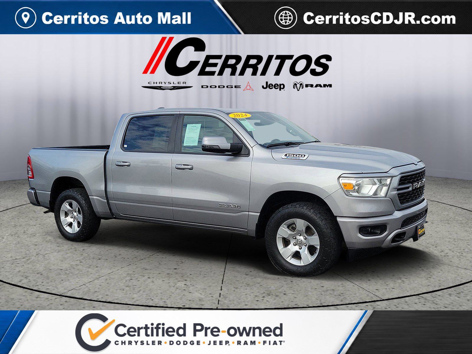 Billet Silver Metallic Clearcoat 2024 RAM 1500 Pickup Truck Four-Wheel Drive 8-Speed Automatic