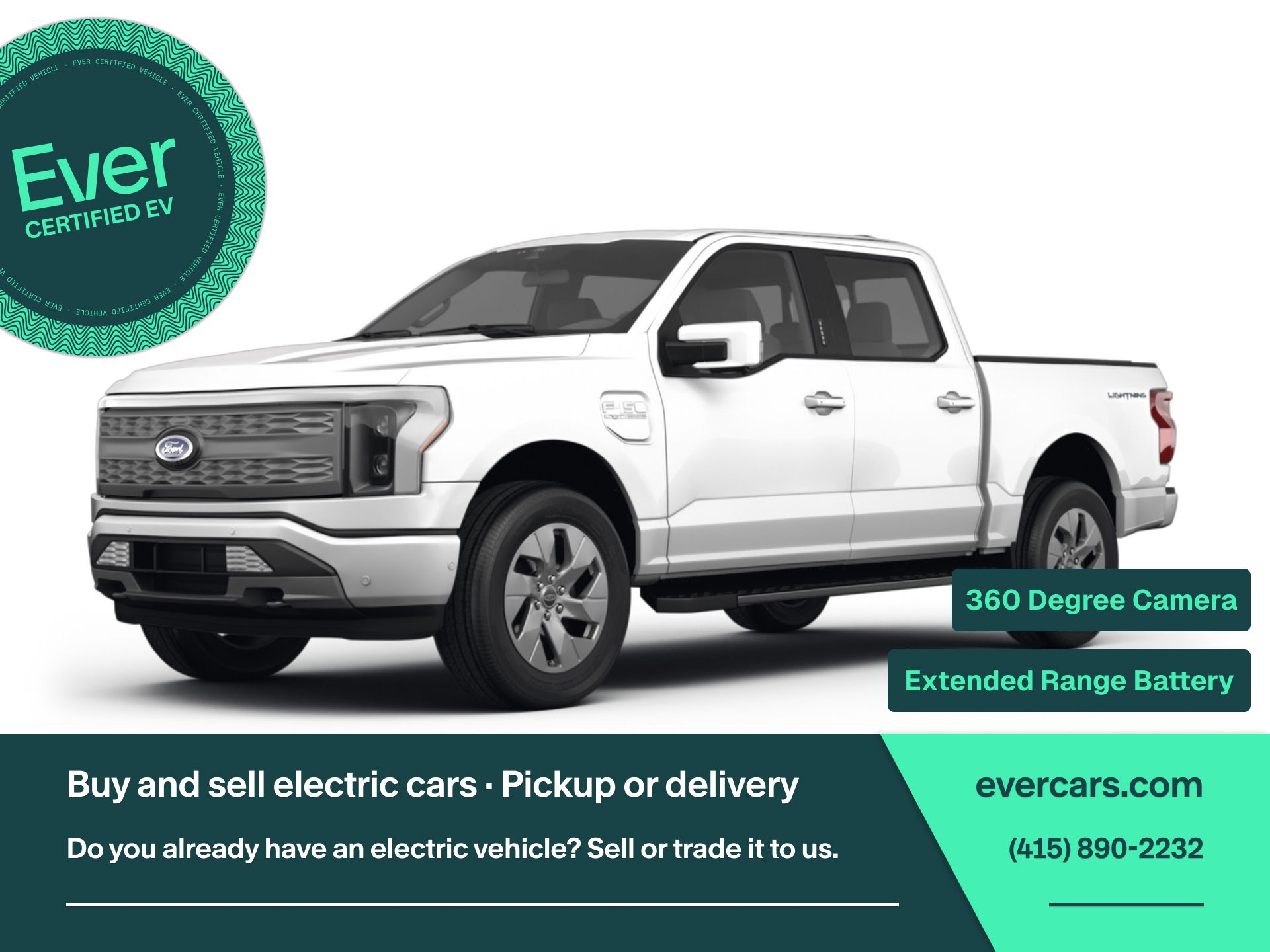 Oxford White 2025 Ford F-150 Lightning Pickup Truck All-Wheel Drive Automatic