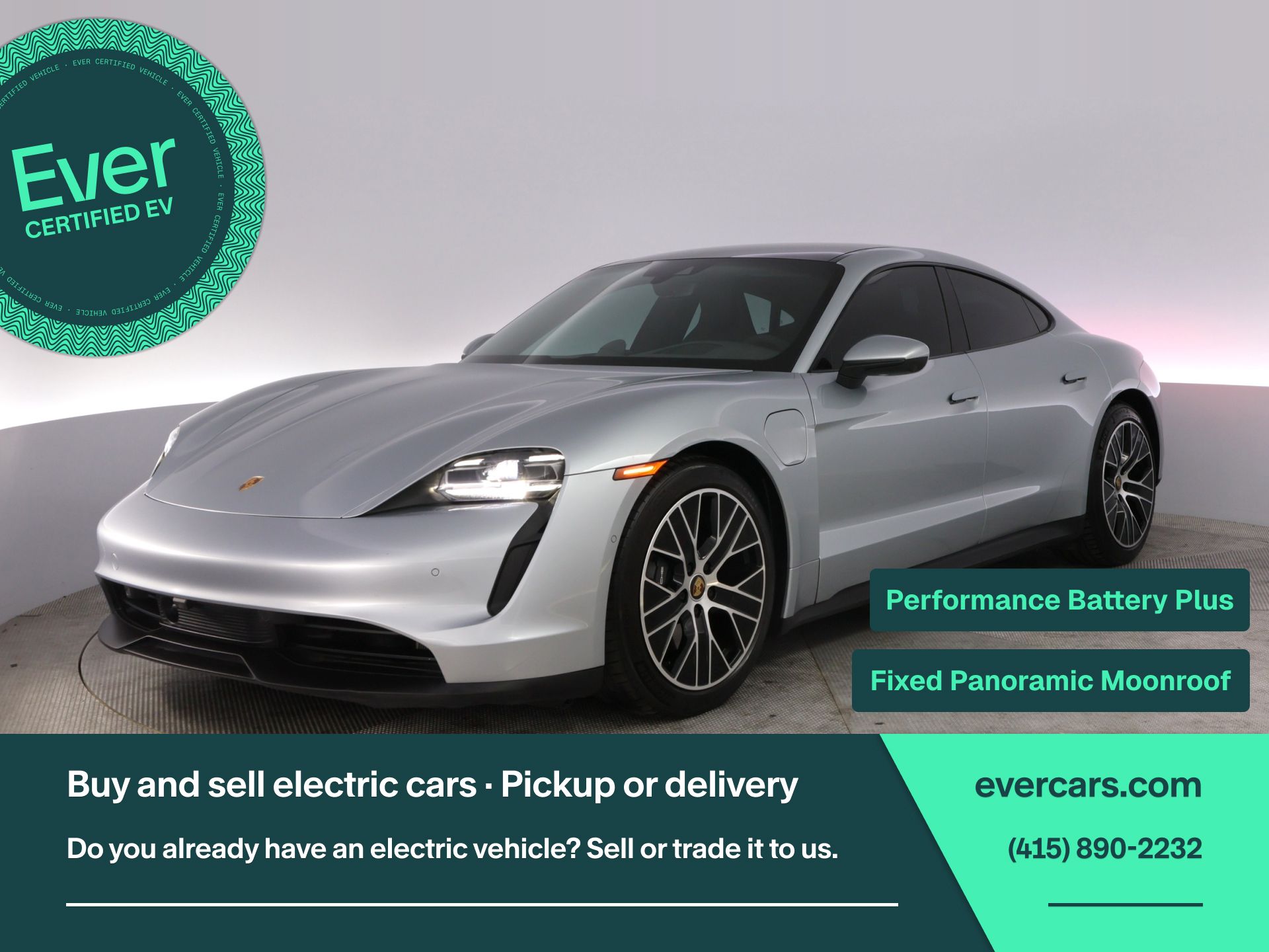 Silver 2022 Porsche Taycan Sedan Rear-Wheel Drive 2-Speed Automatic