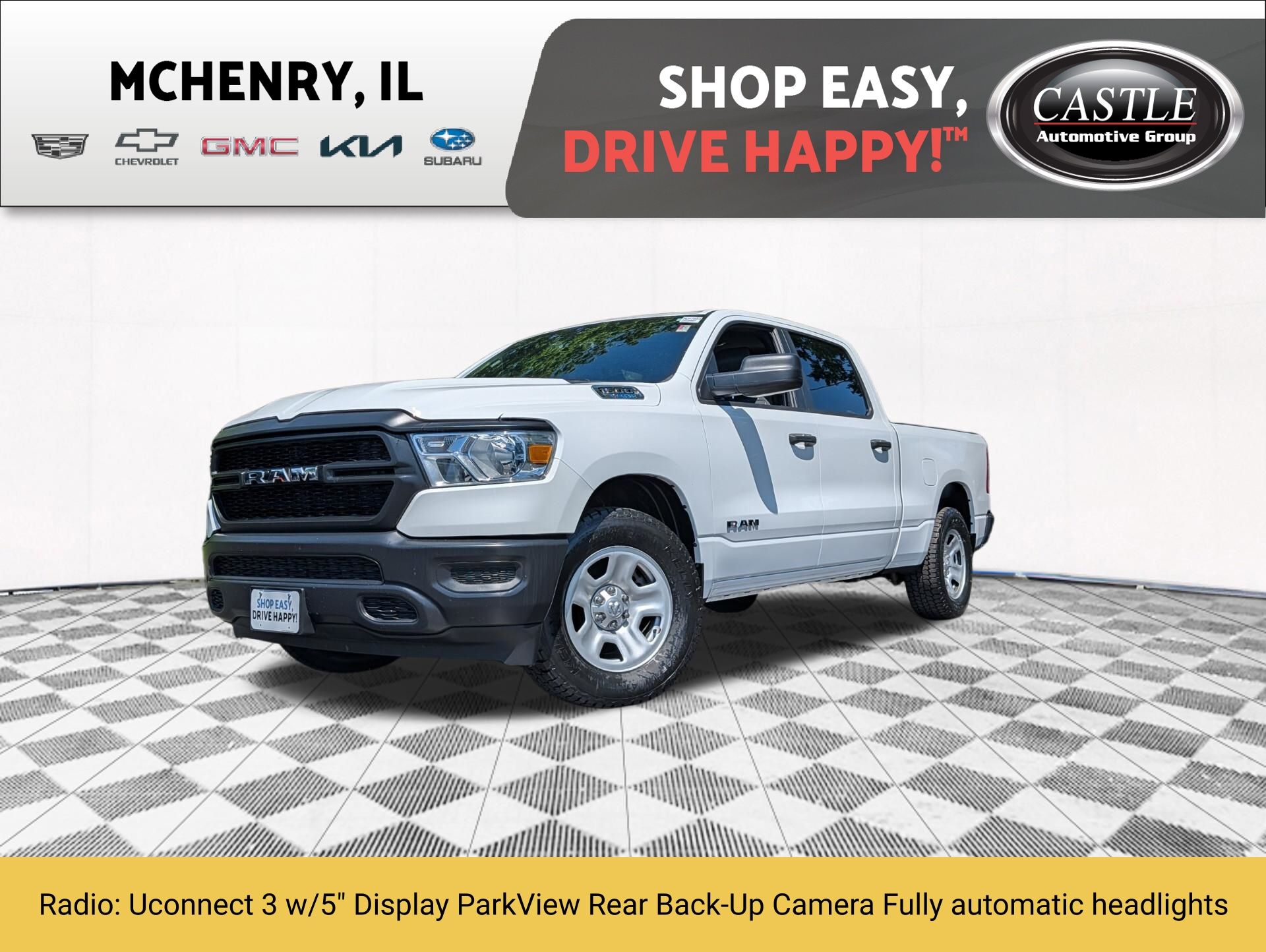 Bright White Clearcoat 2022 RAM 1500 Tradesman Crew Cab 4WD Pickup Truck Four-Wheel Drive 8-Speed Automatic