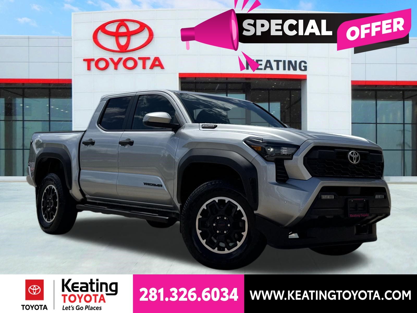 Celestial Silver Metallic 2024 Toyota Tacoma Pickup Truck Four-Wheel Drive 8-Speed Automatic