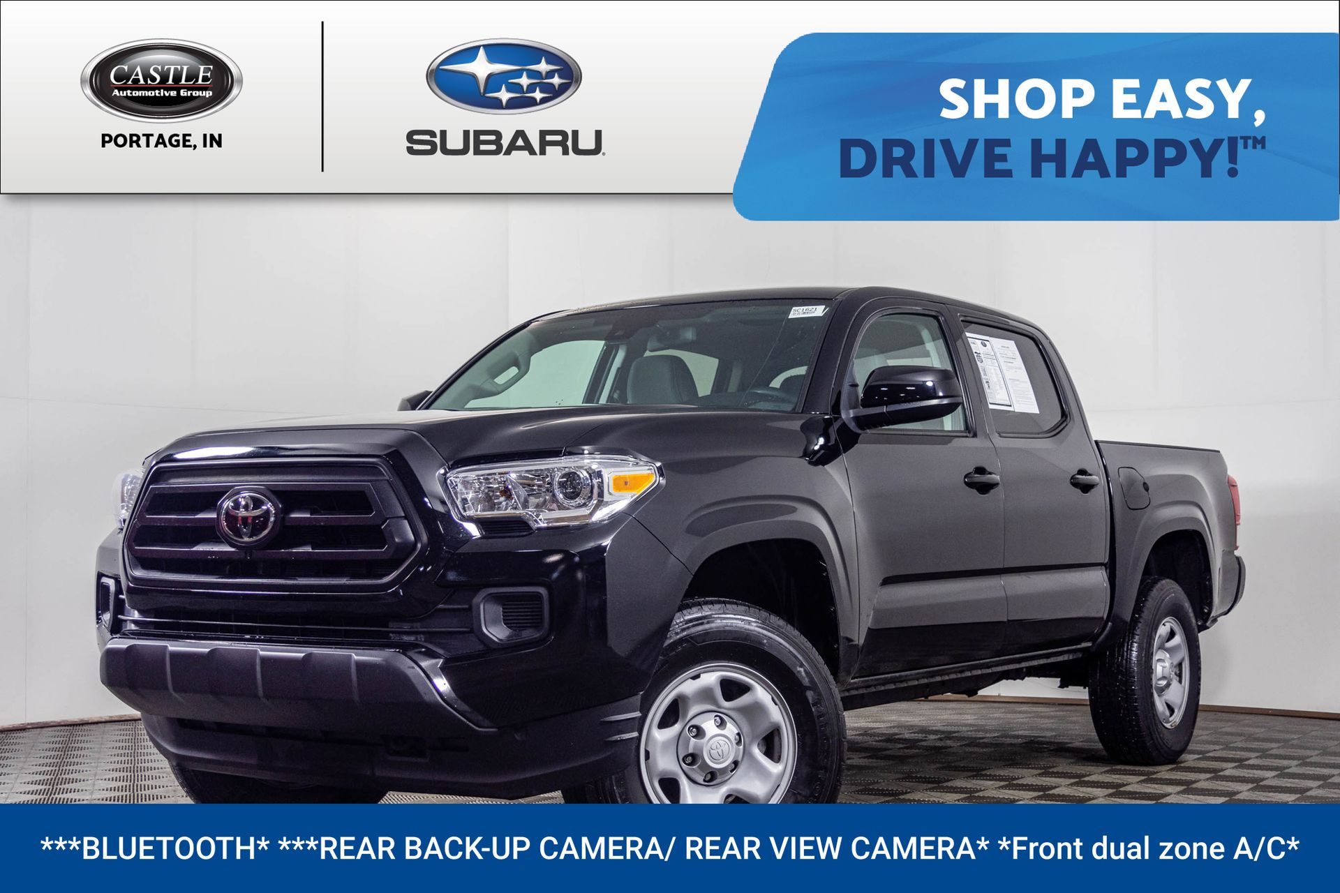 Black 2023 Toyota Tacoma SR V6 Double Cab 4WD Pickup Truck Four-Wheel Drive 6-Speed Automatic