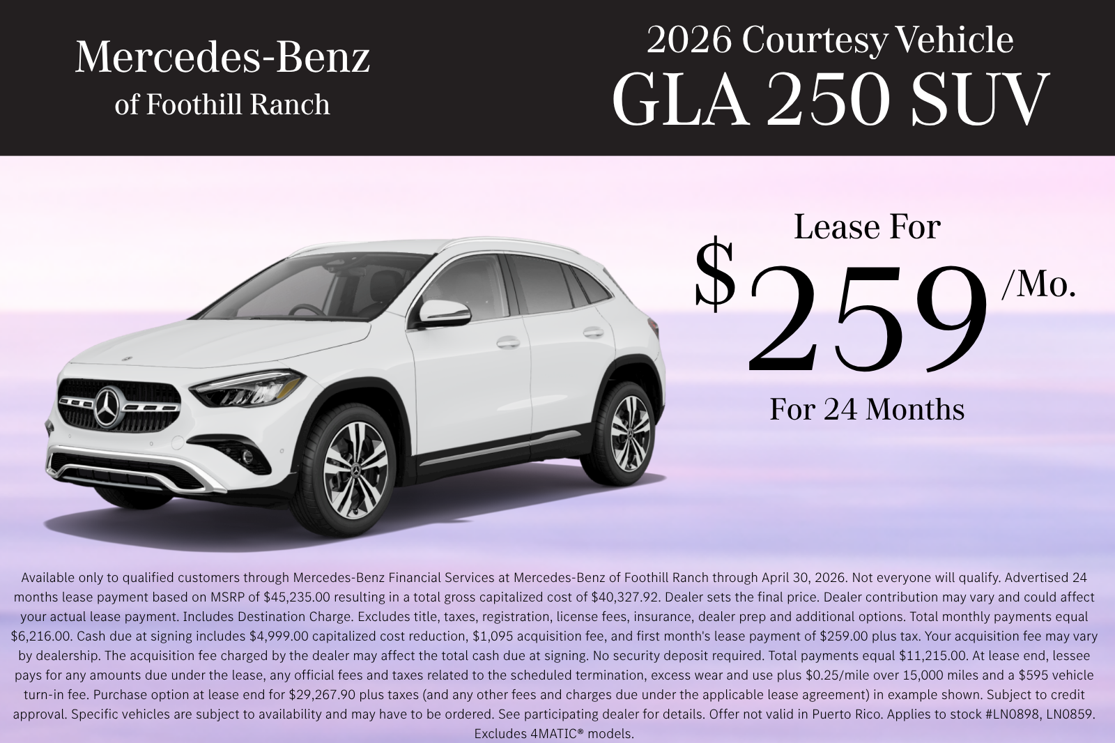 Polar White 2026 Mercedes-Benz GLA 250 FWD SUV / Crossover Front-Wheel Drive 8-Speed Dual Clutch