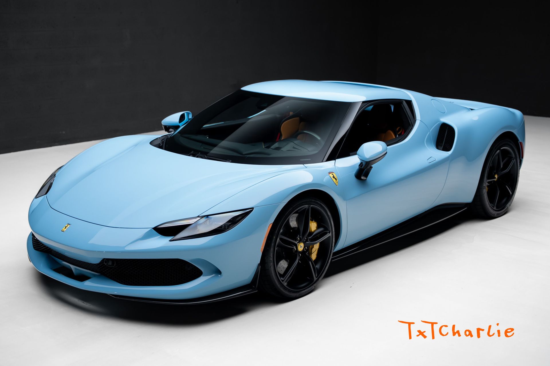 Blue 2025 Ferrari 296 GTB RWD Coupe Rear-Wheel Drive 8-Speed Dual Clutch