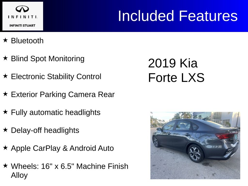 Used 2019 Kia FORTE LXS with VIN 3KPF24AD0KE081489 for sale in Stuart, FL