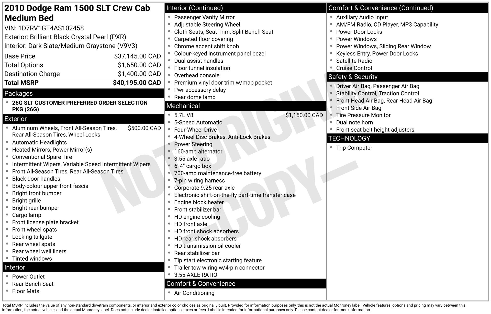 2010 RAM Ram 1500 Pickup ST's photo
