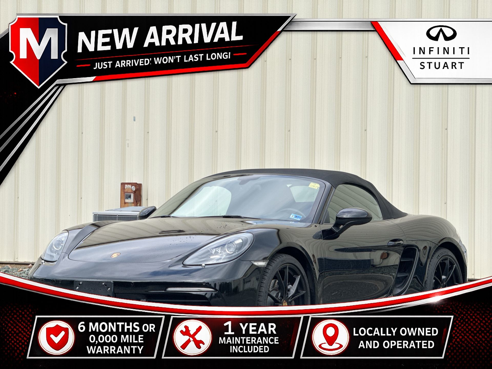 Jet Black Metallic 2021 Porsche 718 Boxster RWD Convertible Rear-Wheel Drive 6-Speed Manual