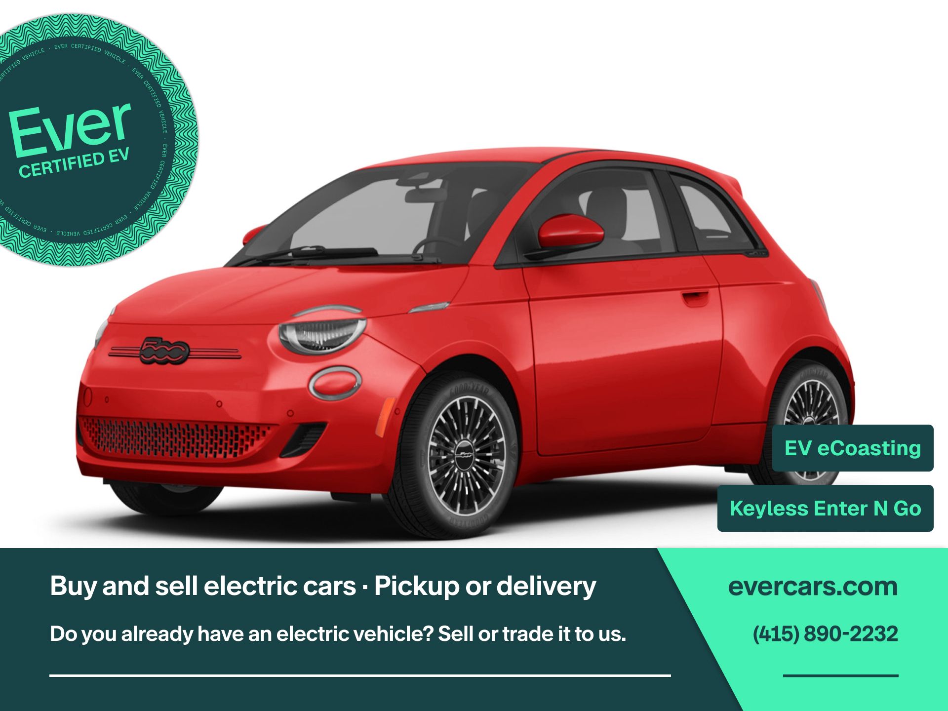 Red by (Red) 2024 FIAT 500e Hatchback 1-Speed Automatic