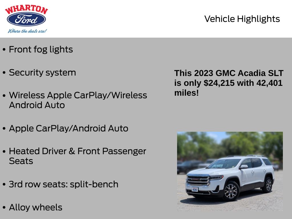 2023 GMC Acadia SLT White at Bayway Cadillac Southwest