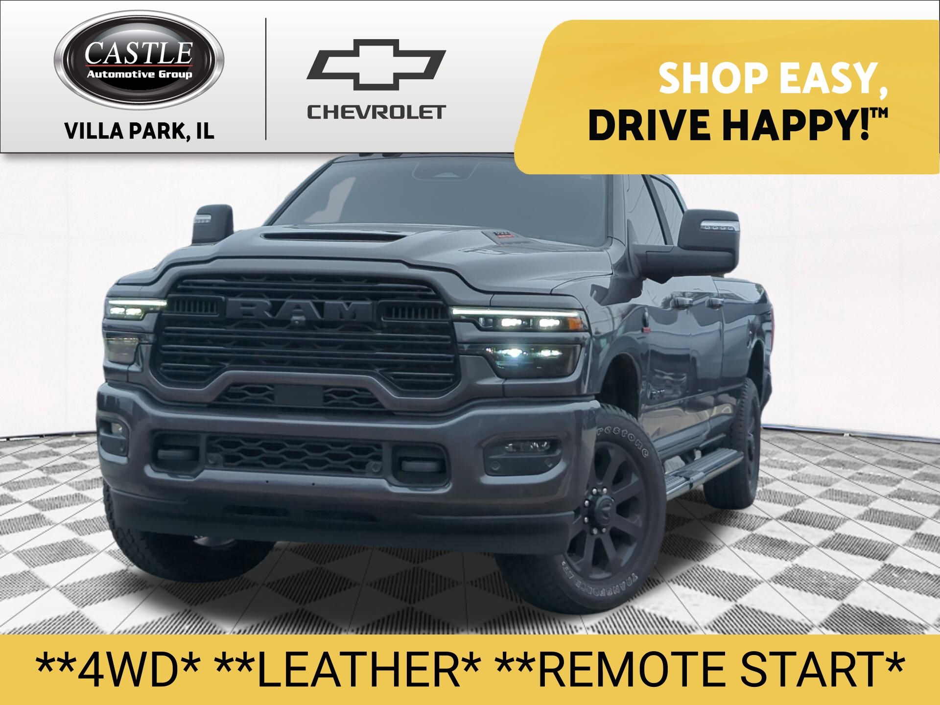 Gray (Granite Crystal Metallic Clearcoat) 2025 RAM 3500 Laramie Crew Cab LB 4WD Pickup Truck Four-Wheel Drive 8-Speed Automatic