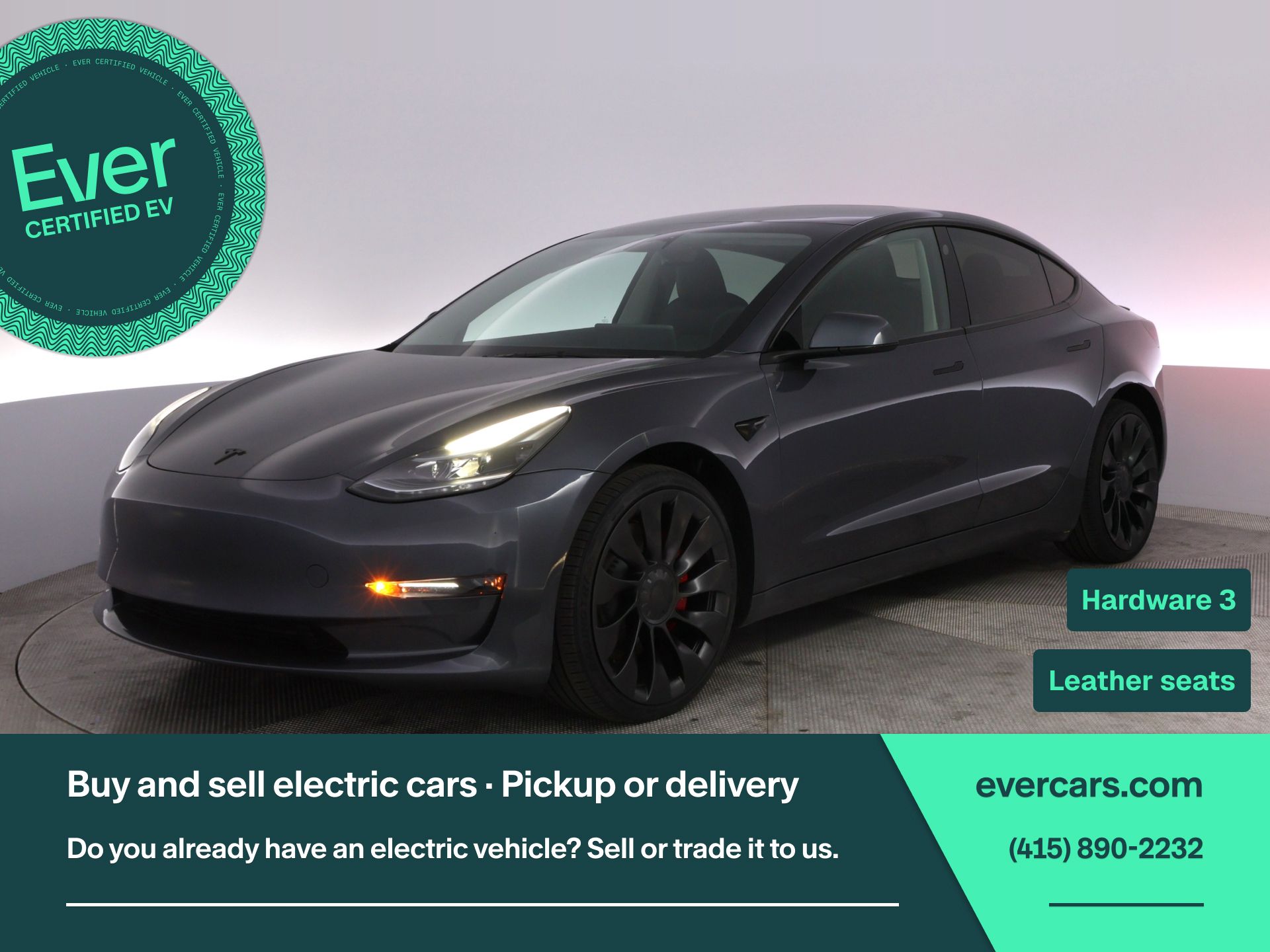 Gray 2023 Tesla Model 3 Sedan All-Wheel Drive 1-Speed Automatic
