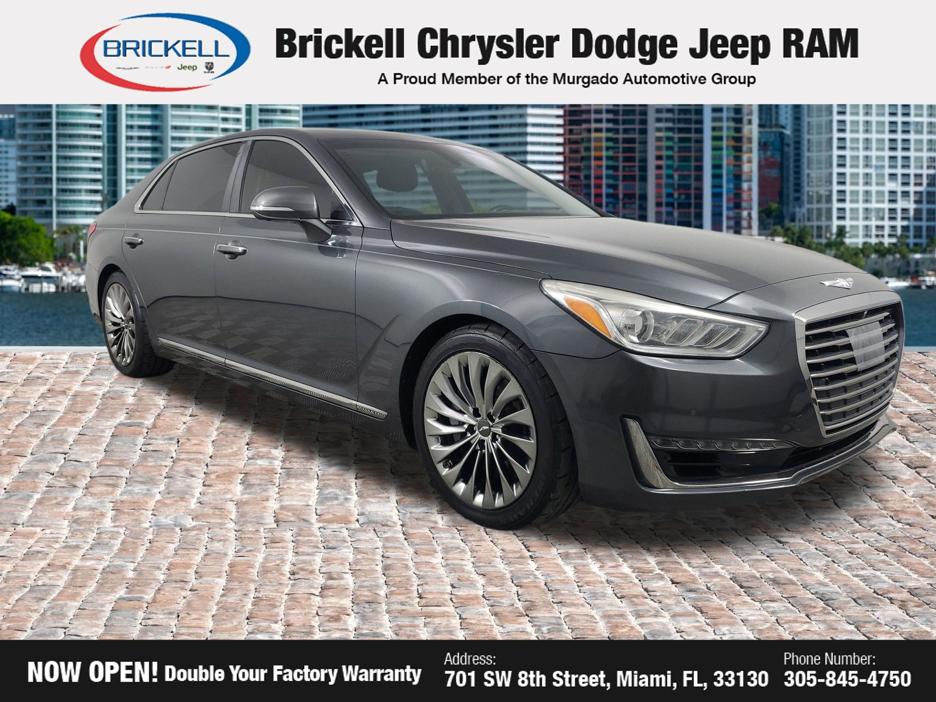 Gray 2017 Genesis G90 Premium Sedan Rear-Wheel Drive 8-Speed Automatic