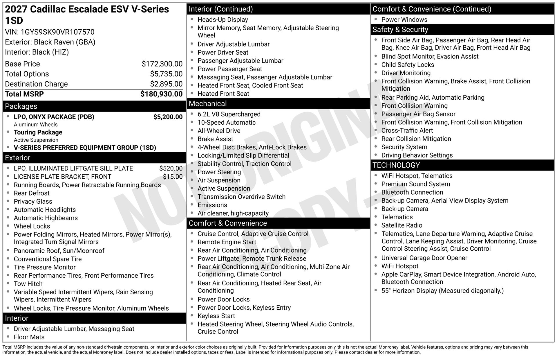 Black Raven 2027 Cadillac Escalade-V SUV / Crossover All-Wheel Drive