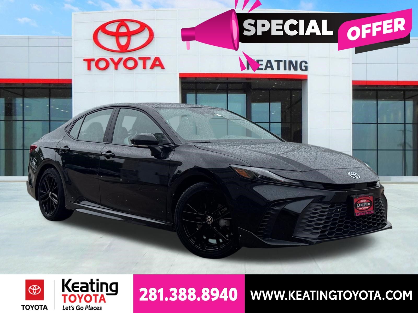 Midnight Black Metallic 2025 Toyota Camry Sedan Front-Wheel Drive Continuously Variable Transmission