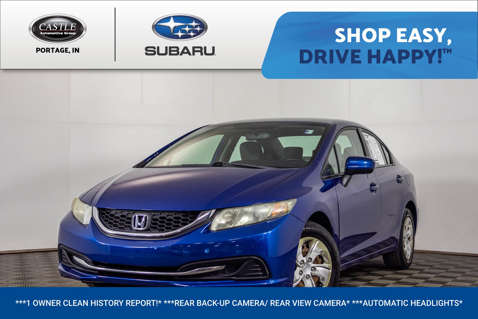 Blue 2014 Honda Civic Sedan Front-Wheel Drive Continuously Variable Transmission