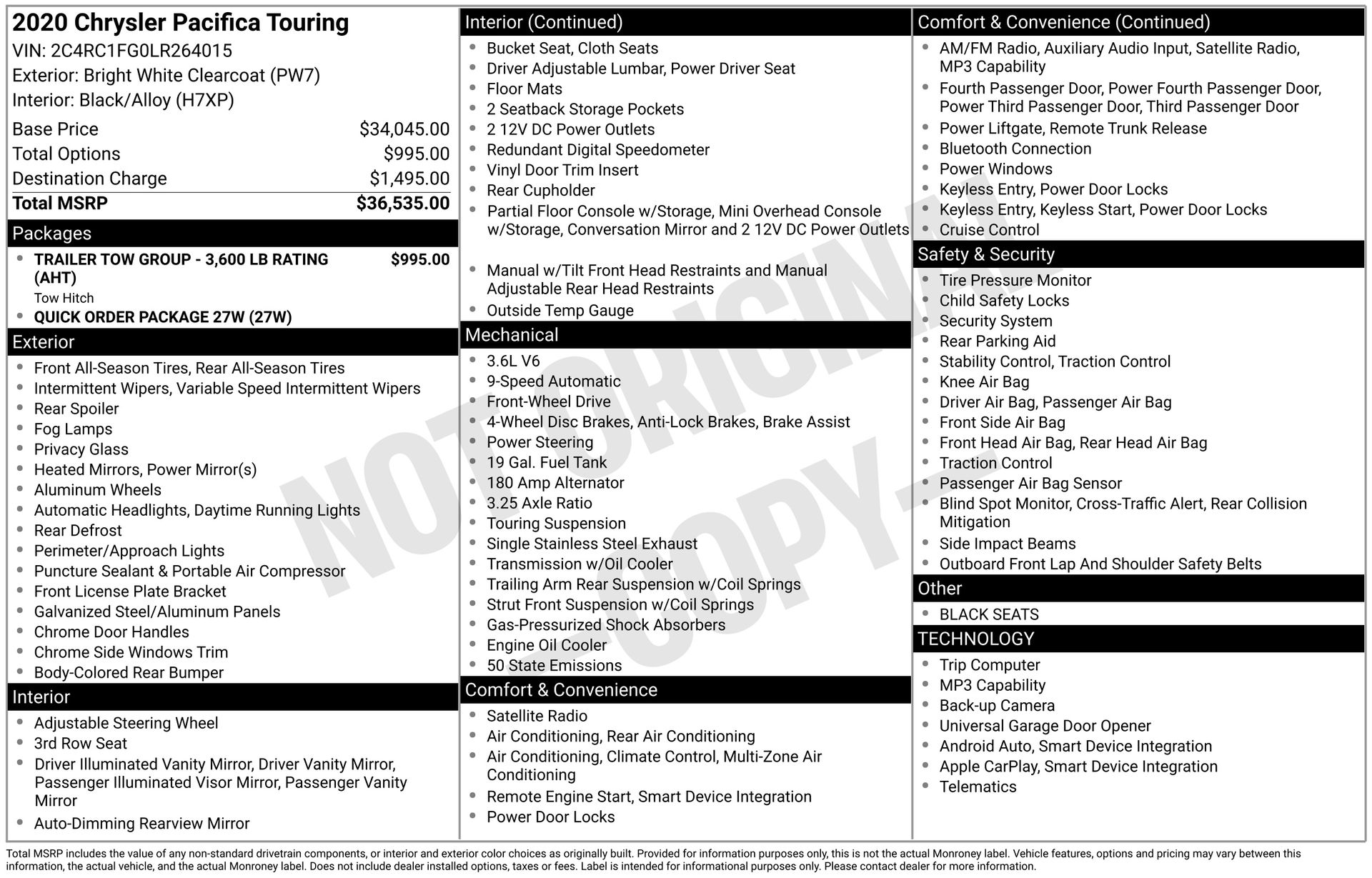 2020 Chrysler Pacifica Touring