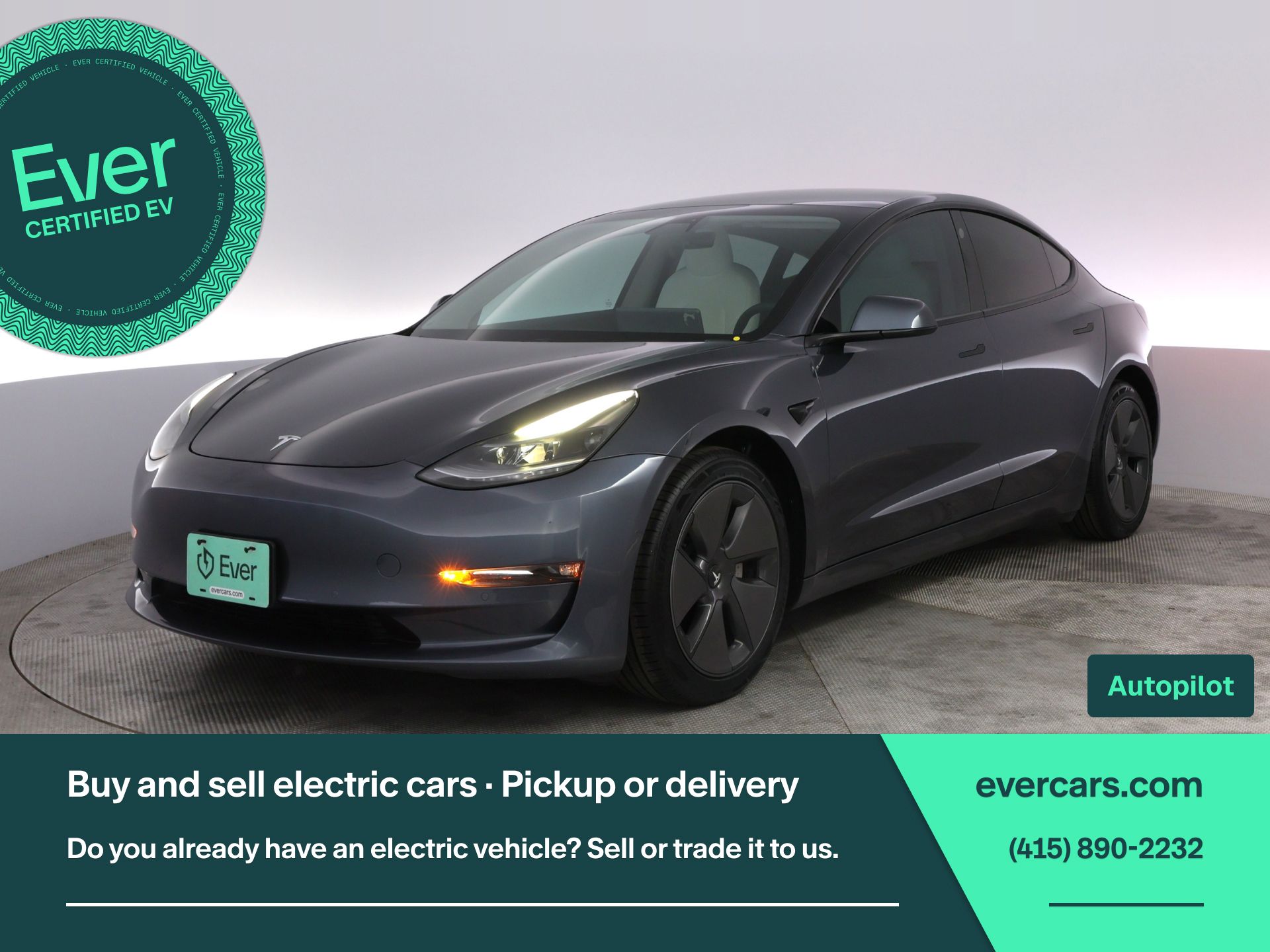 Gray 2021 Tesla Model 3 Long Range AWD Sedan All-Wheel Drive 1-Speed Automatic