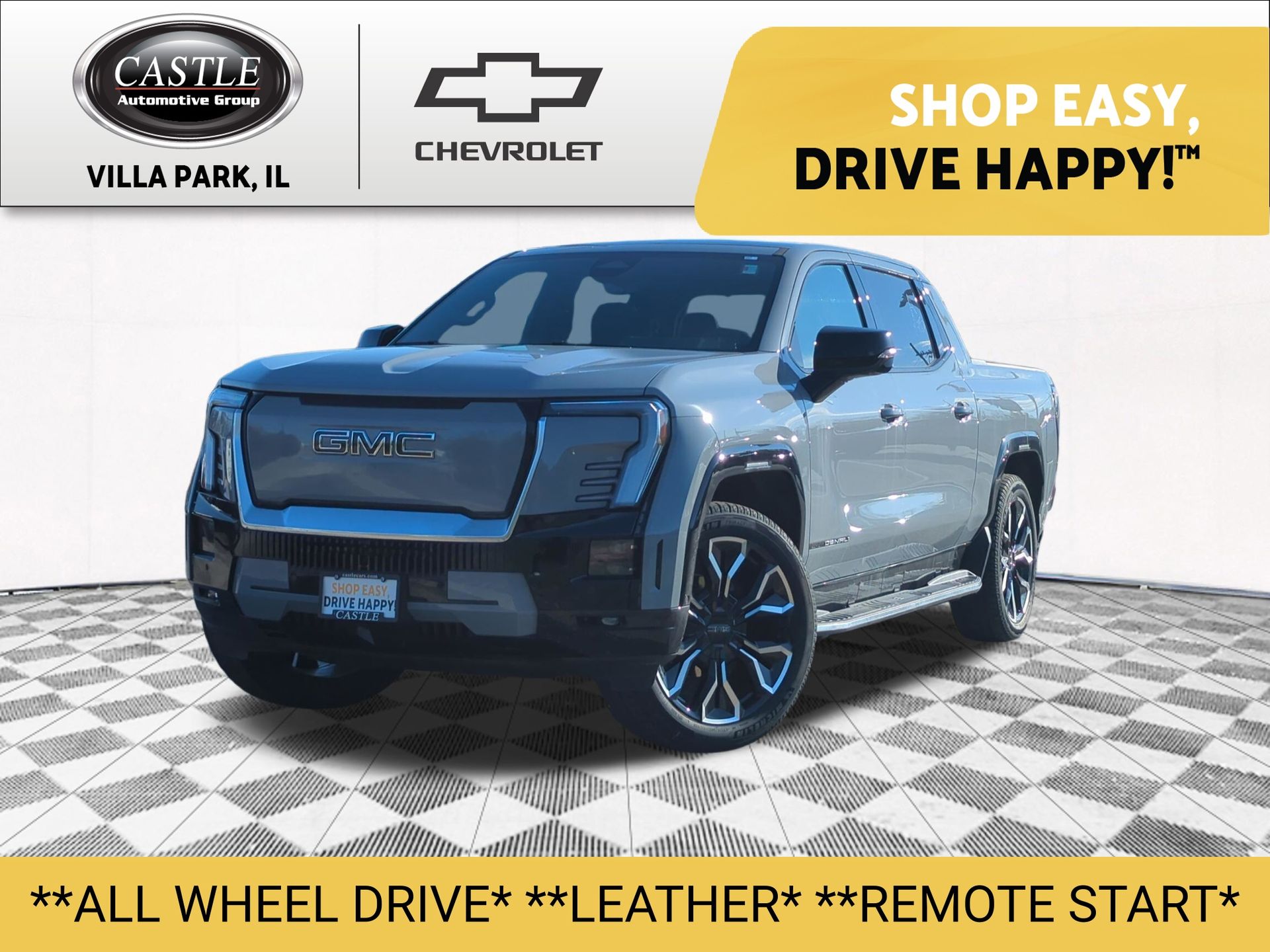 Gray 2024 GMC Sierra EV Denali Edition 1 Crew Cab e4WD Pickup Truck All-Wheel Drive 1-Speed Automatic