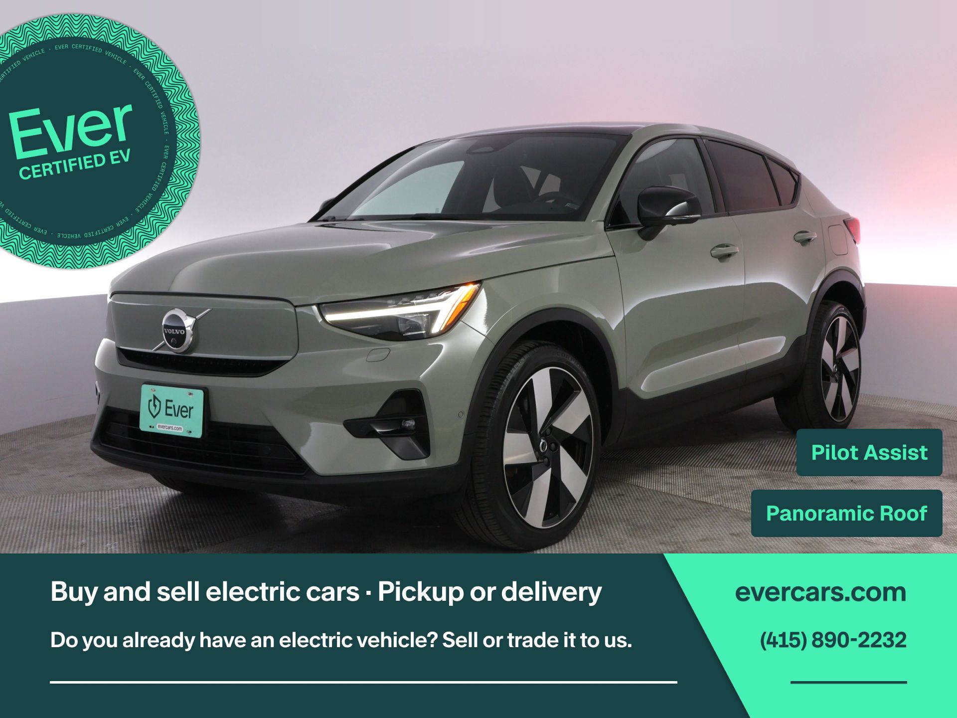 Sage Green Metallic 2023 Volvo C40 Recharge Twin Ultimate eAWD SUV / Crossover All-Wheel Drive 1-Speed Automatic
