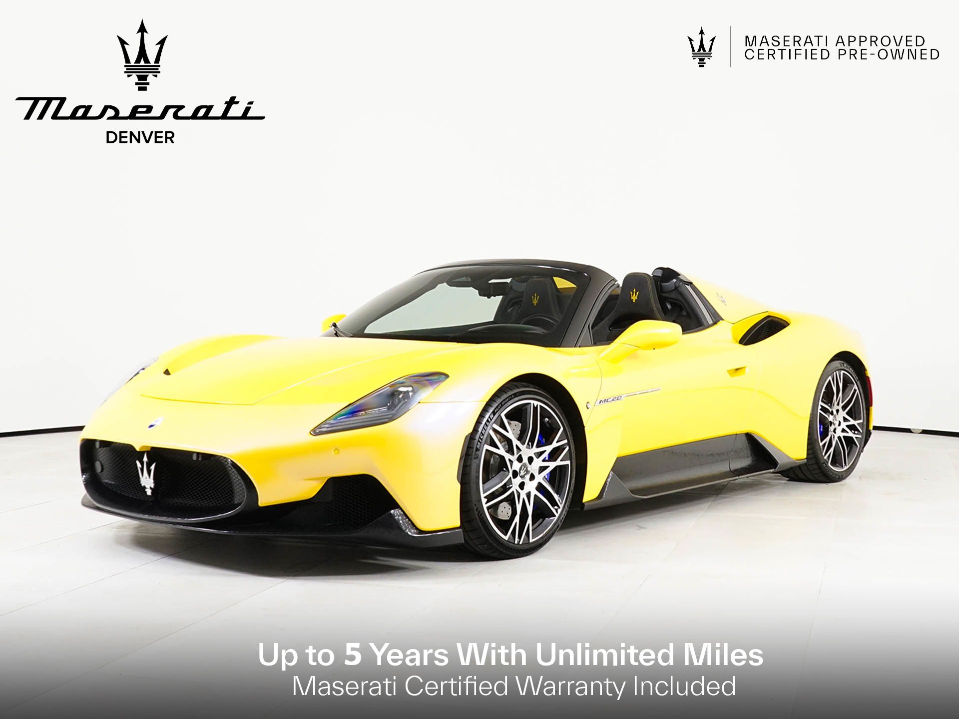 Giallo Genio Matte 2023 Maserati MC20 Coupe Rear-Wheel Drive 8-Speed Dual Clutch