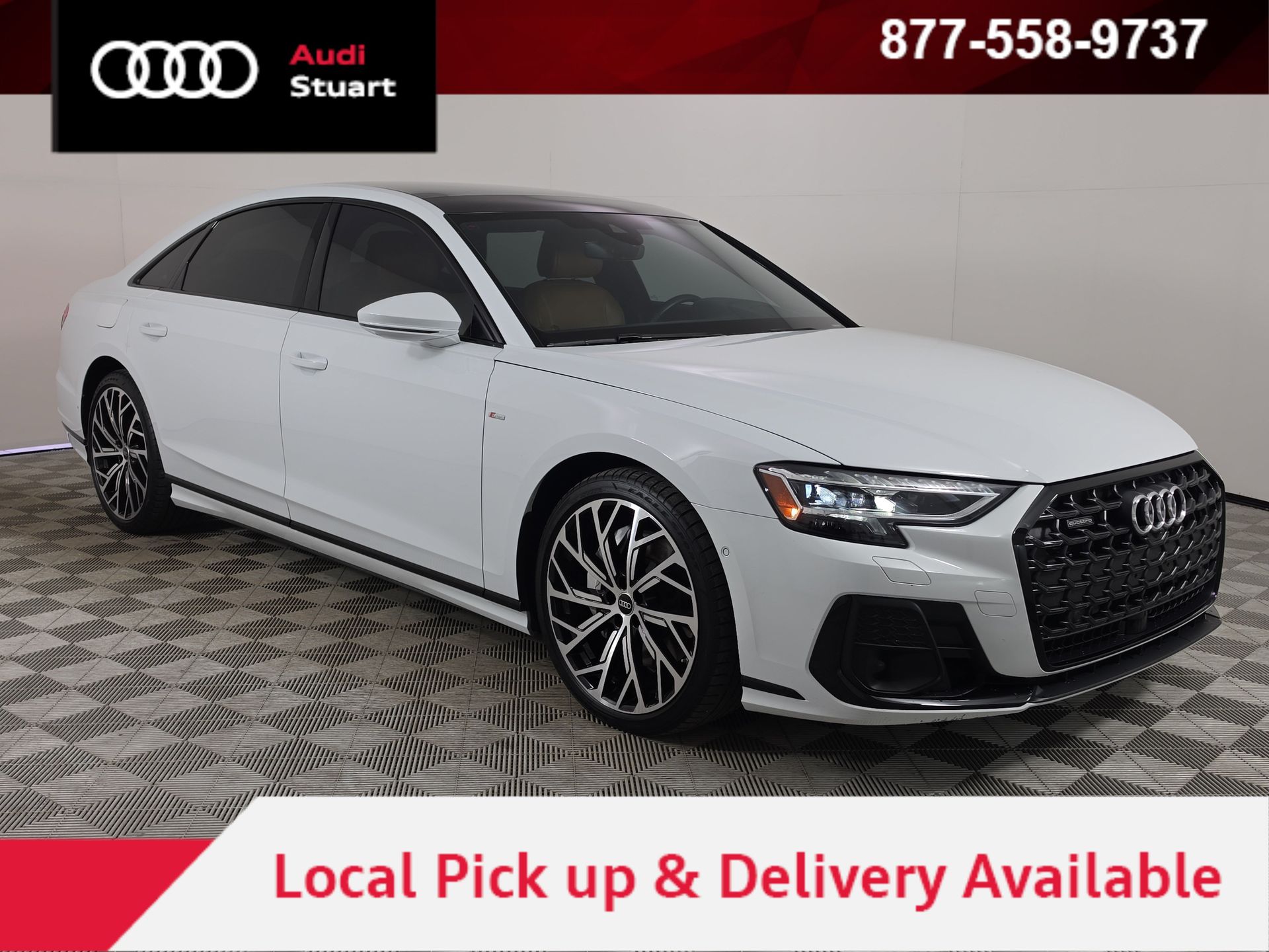 Glacier White 2023 Audi A8 Sedan All-Wheel Drive 8-Speed Automatic