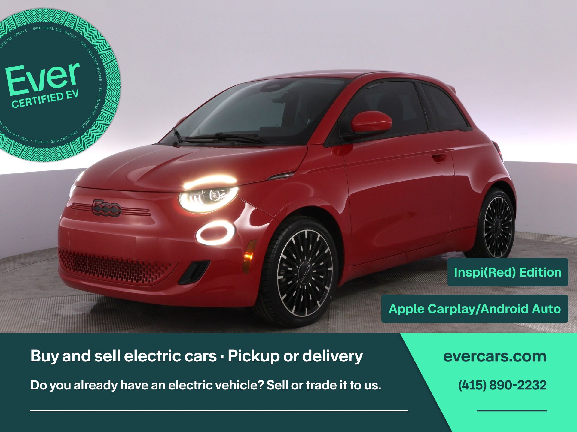 Red by (Red) 2024 FIAT 500e Hatchback 1-Speed Automatic