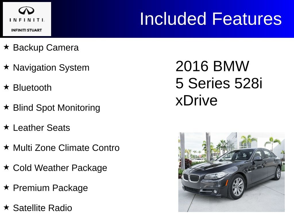 Used 2016 BMW 5 Series 528i with VIN WBA5A7C58GG151380 for sale in Stuart, FL
