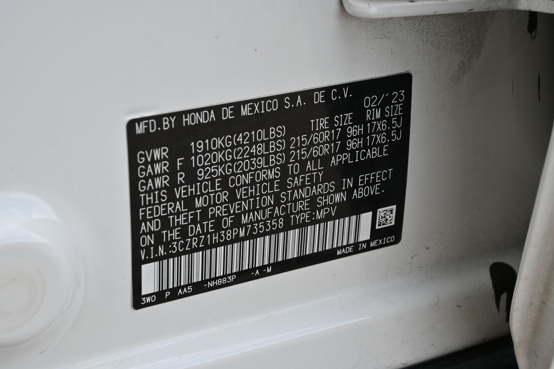 2023 Honda HR-V LX White at Shottenkirk Kia Fort Bend