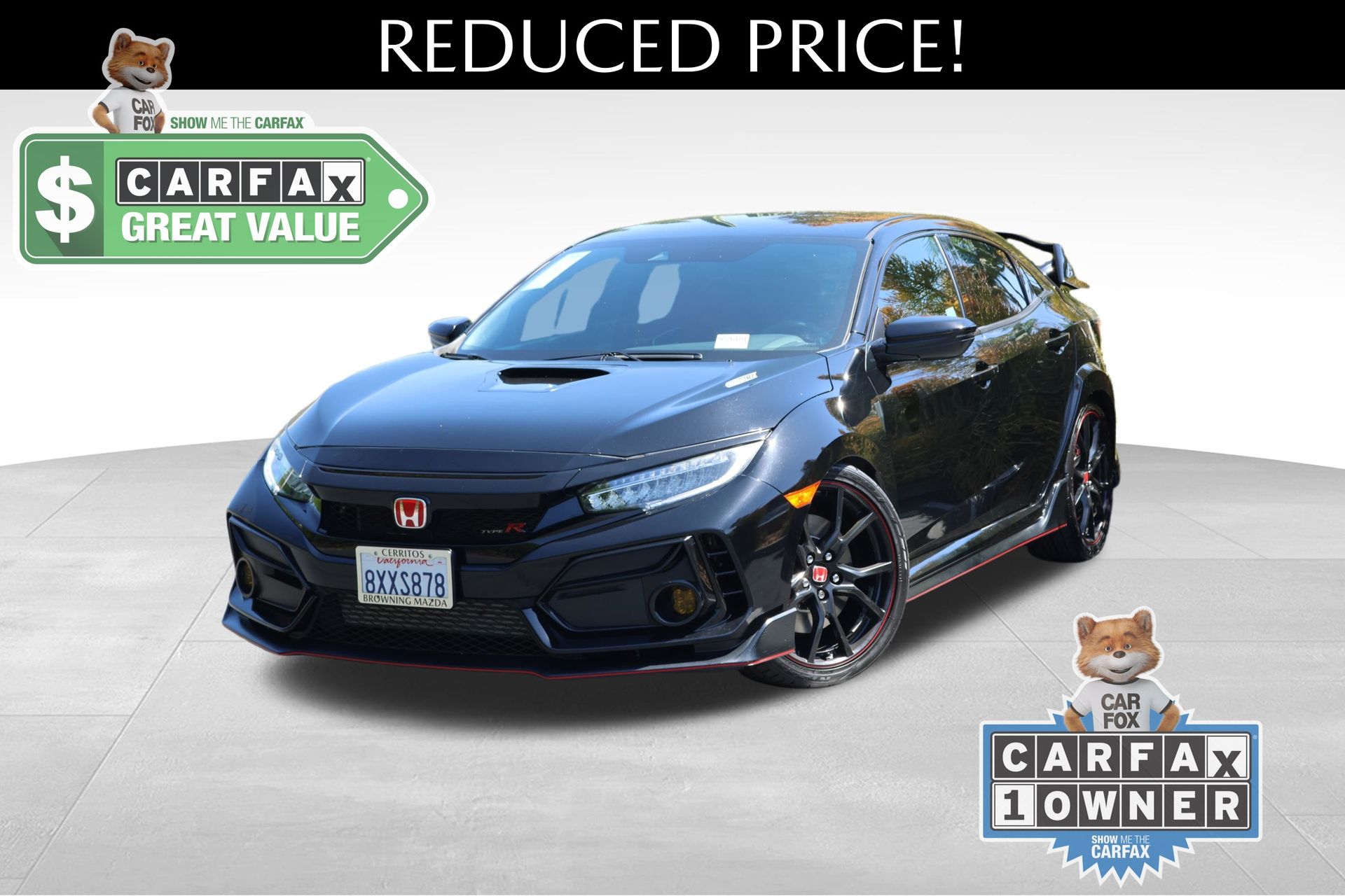 Black 2021 Honda Civic Type R Hatchback Front-Wheel Drive 6-Speed Manual