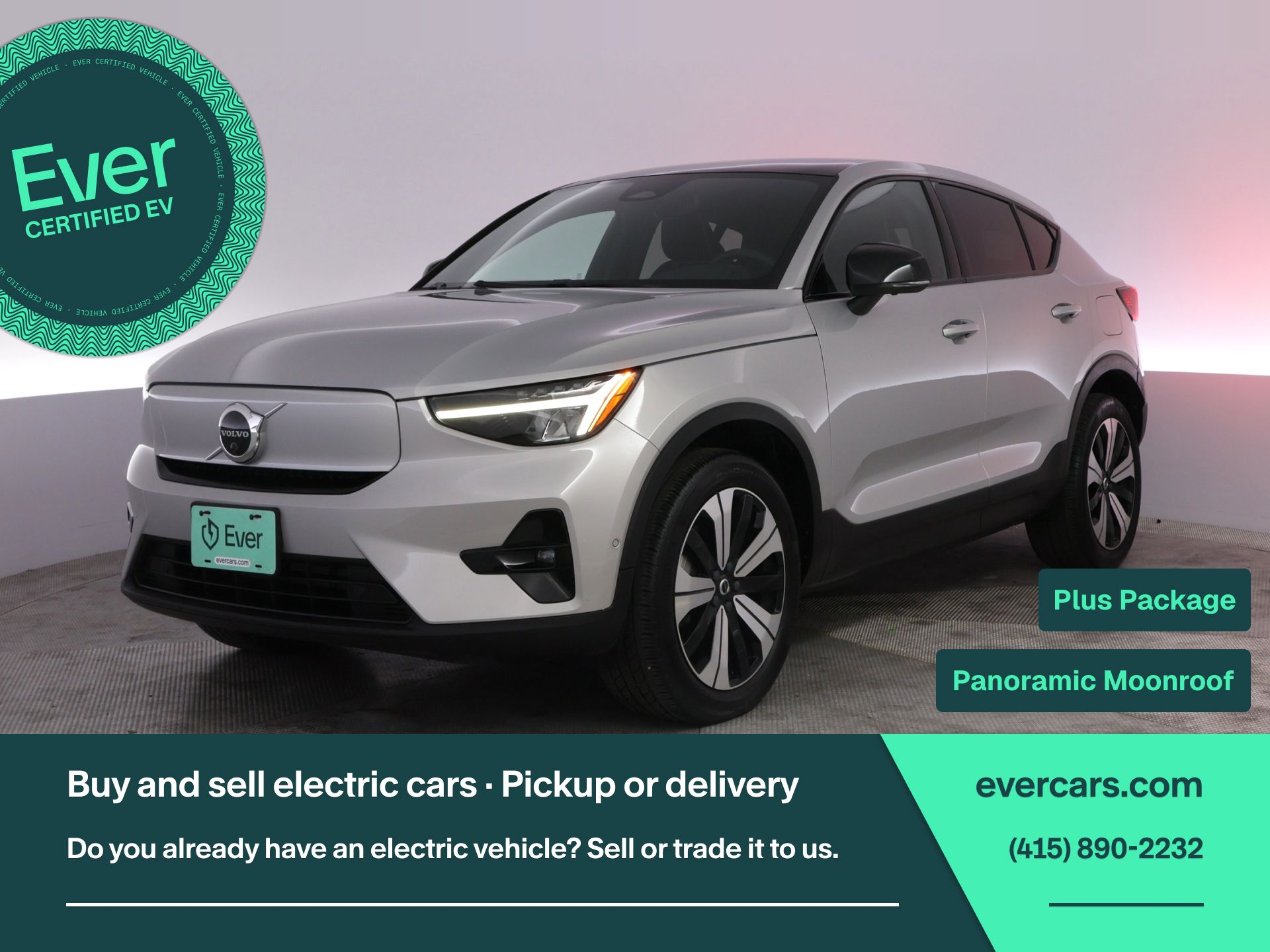 Silver 2023 Volvo C40 Recharge SUV / Crossover All-Wheel Drive 1-Speed Automatic