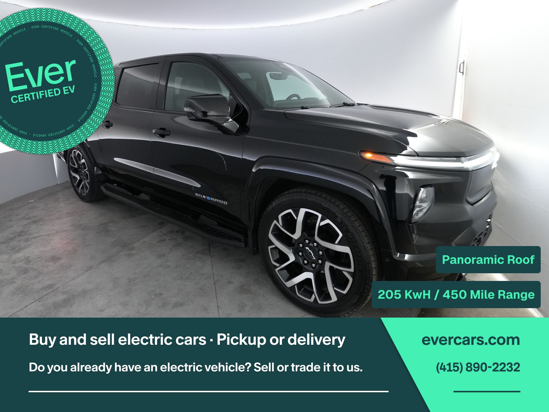 Black 2024 Chevrolet Silverado EV Pickup Truck All-Wheel Drive 1-Speed Automatic