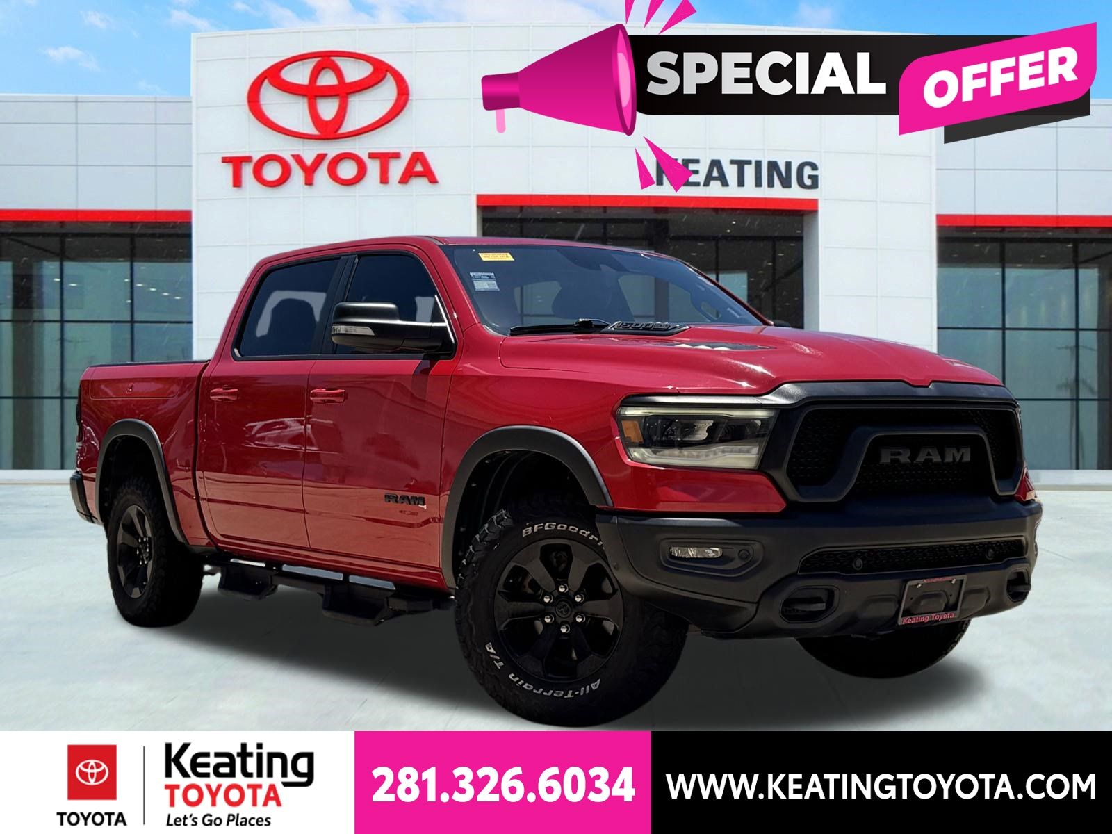 Flame Red Clearcoat 2021 RAM 1500 Pickup Truck Four-Wheel Drive 8-Speed Automatic