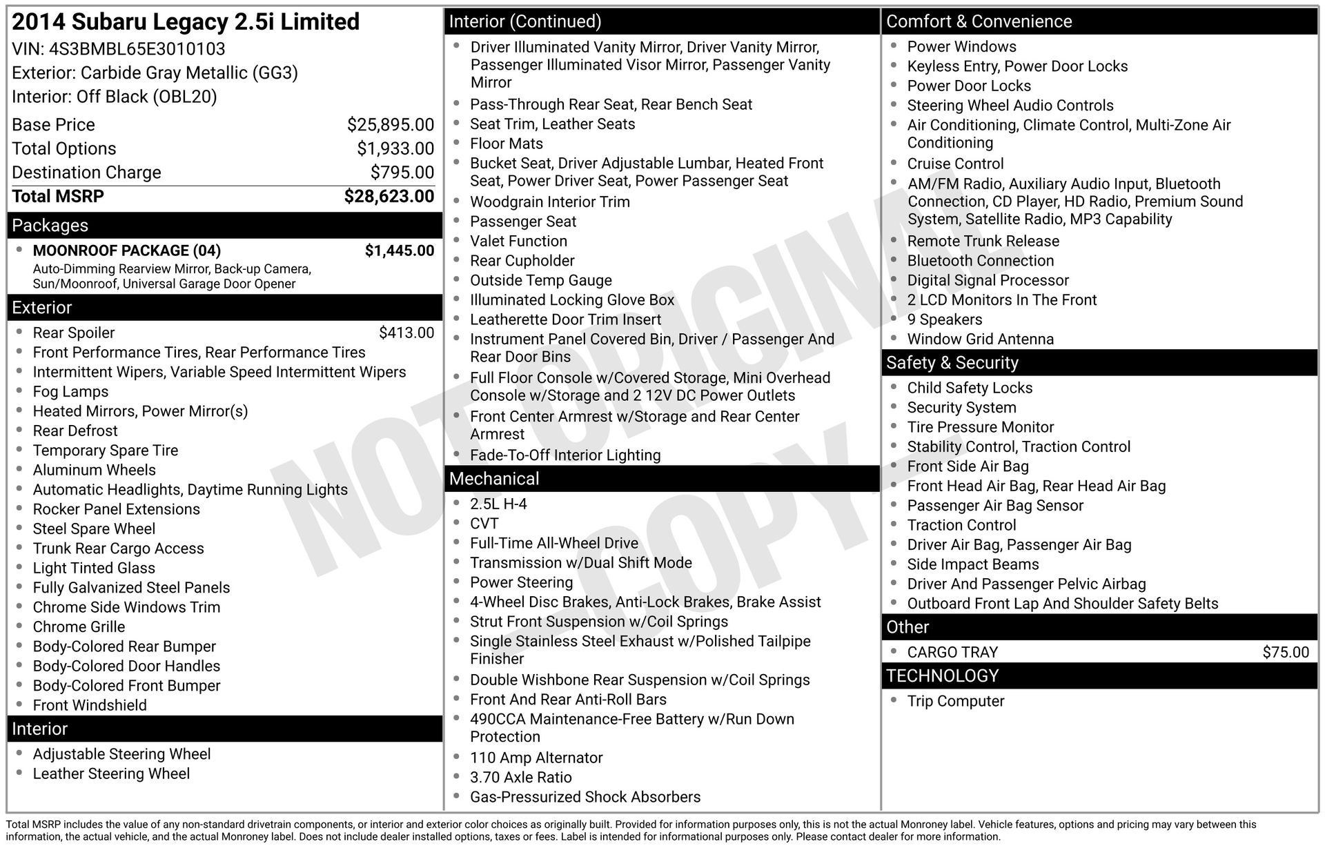 2014 Subaru Legacy 2.5i Limited's photo