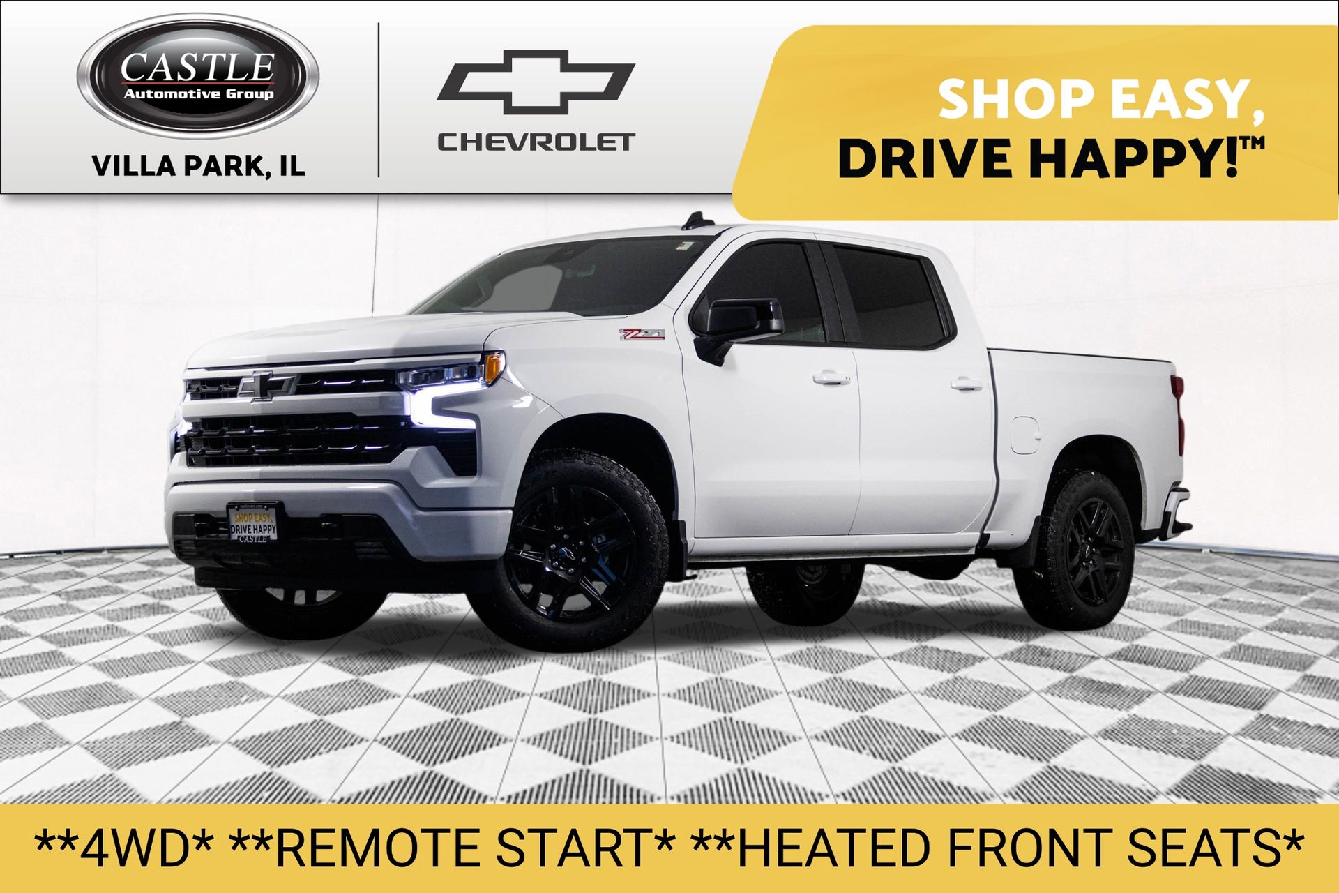 Summit White 2025 Chevrolet Silverado 1500 RST Crew Cab 4WD Pickup Truck Four-Wheel Drive 8-Speed Automatic