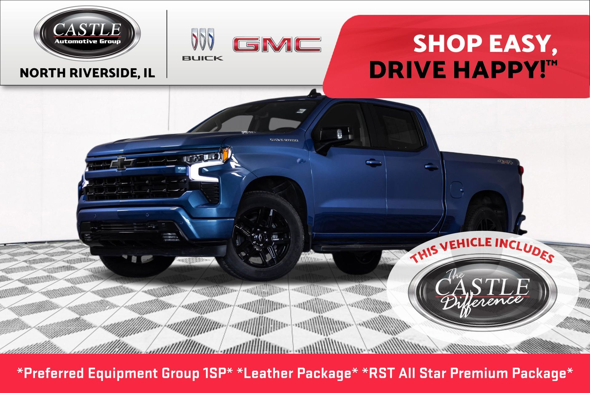 Glacier Blue Metallic 2024 Chevrolet Silverado 1500 Pickup Truck Four-Wheel Drive Automatic