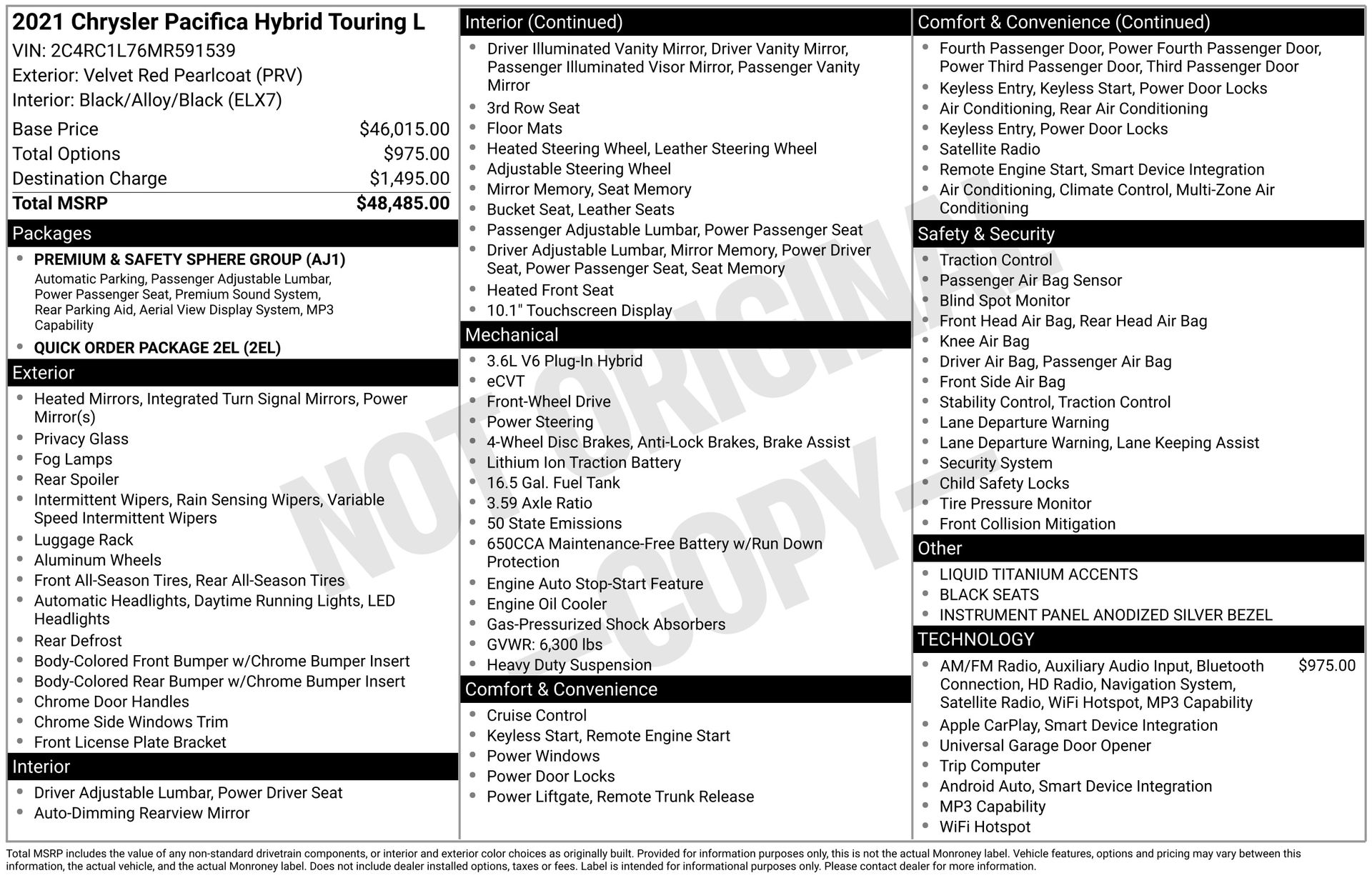 2021 CHRYSLER PACIFICA - Image 3