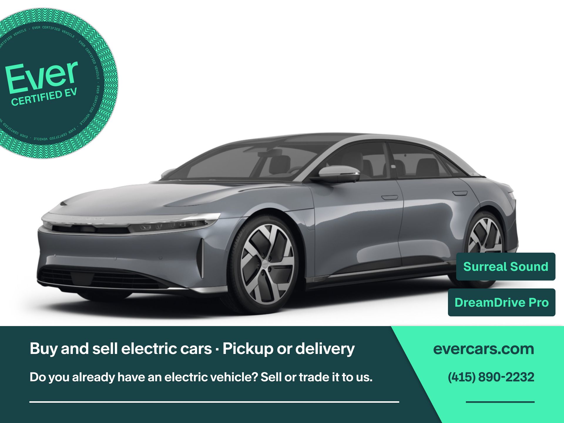 Gray 2022 Lucid Air Sedan All-Wheel Drive 1-Speed Automatic