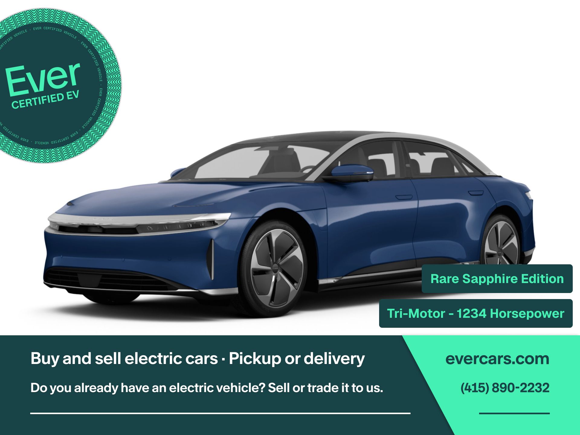 Blue 2025 Lucid Air Sedan All-Wheel Drive 1-Speed Automatic