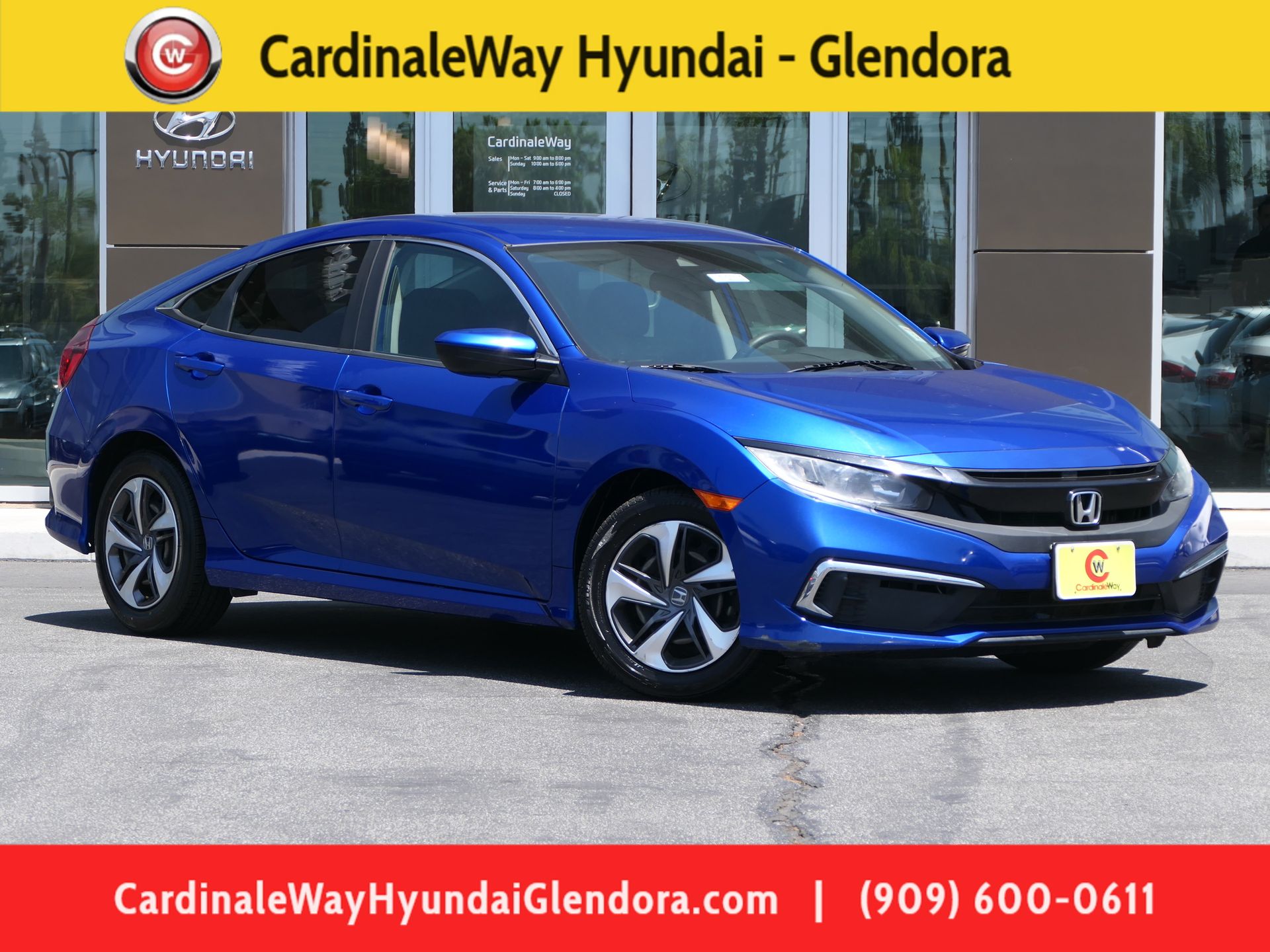 Blue 2020 Honda Civic Sedan Front-Wheel Drive Continuously Variable Transmission