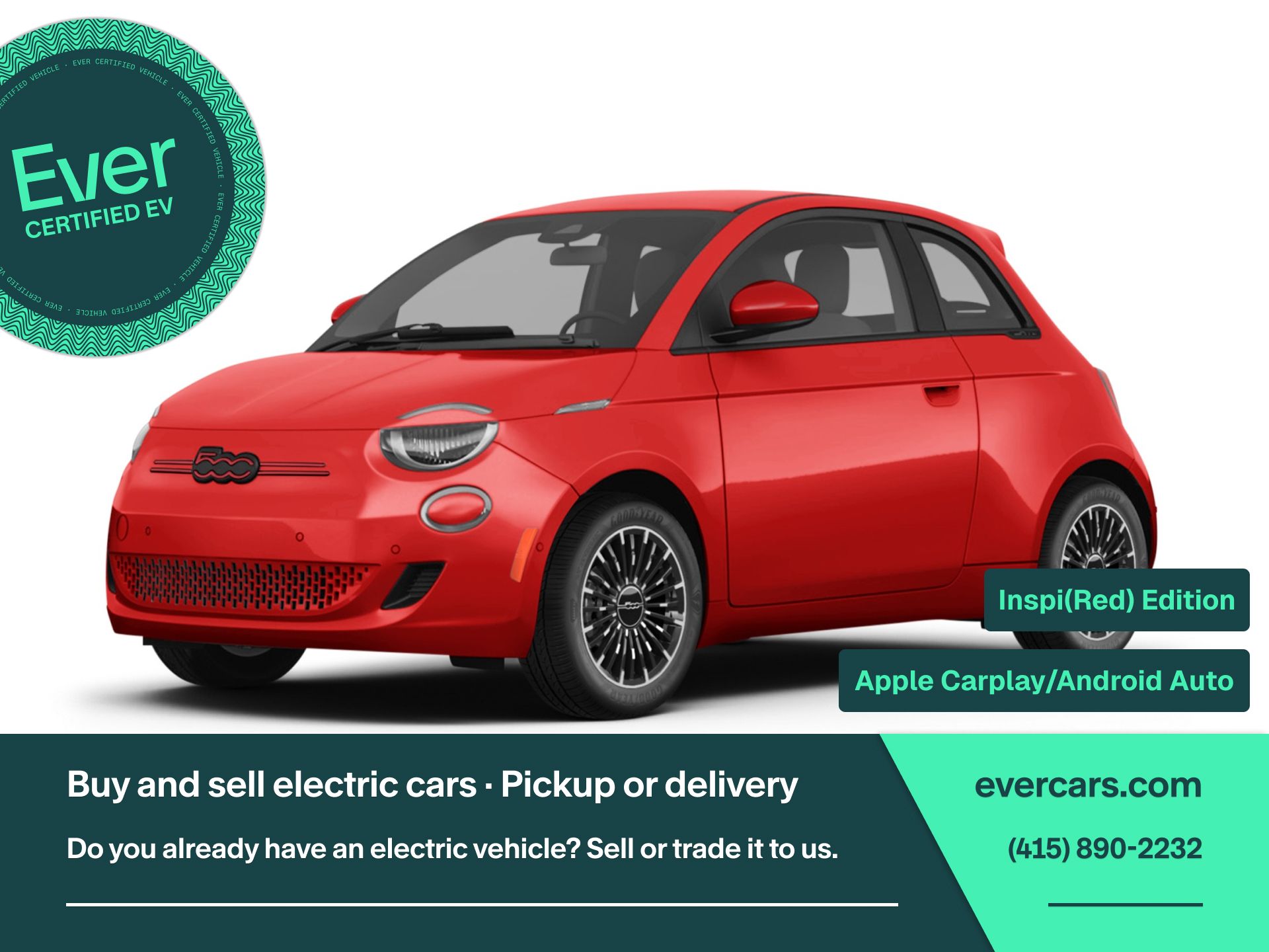 Red by (Red) 2024 FIAT 500e Hatchback  1-Speed Automatic