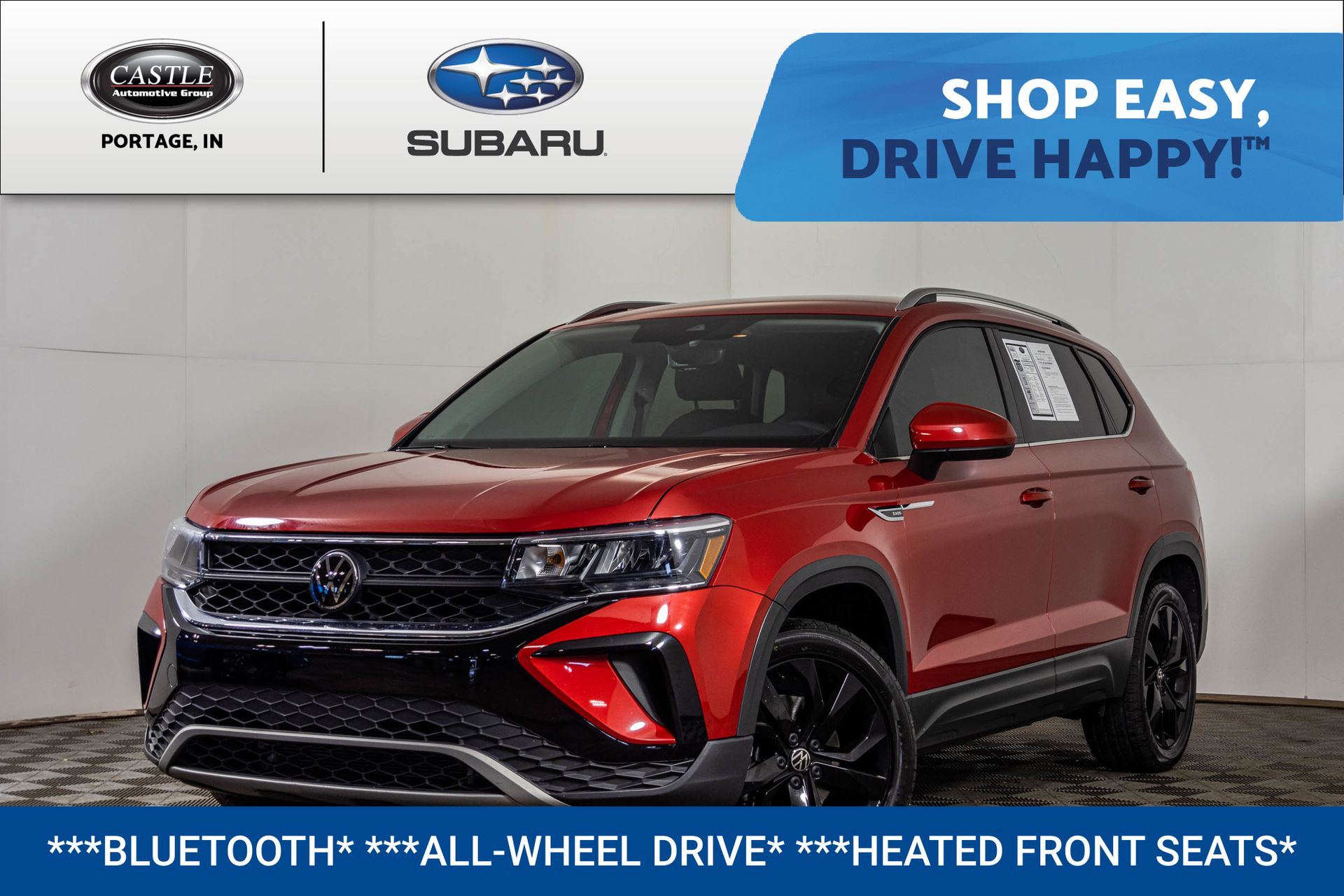 Red Metallic 2022 Volkswagen Taos SUV / Crossover All-Wheel Drive 7-Speed Dual Clutch