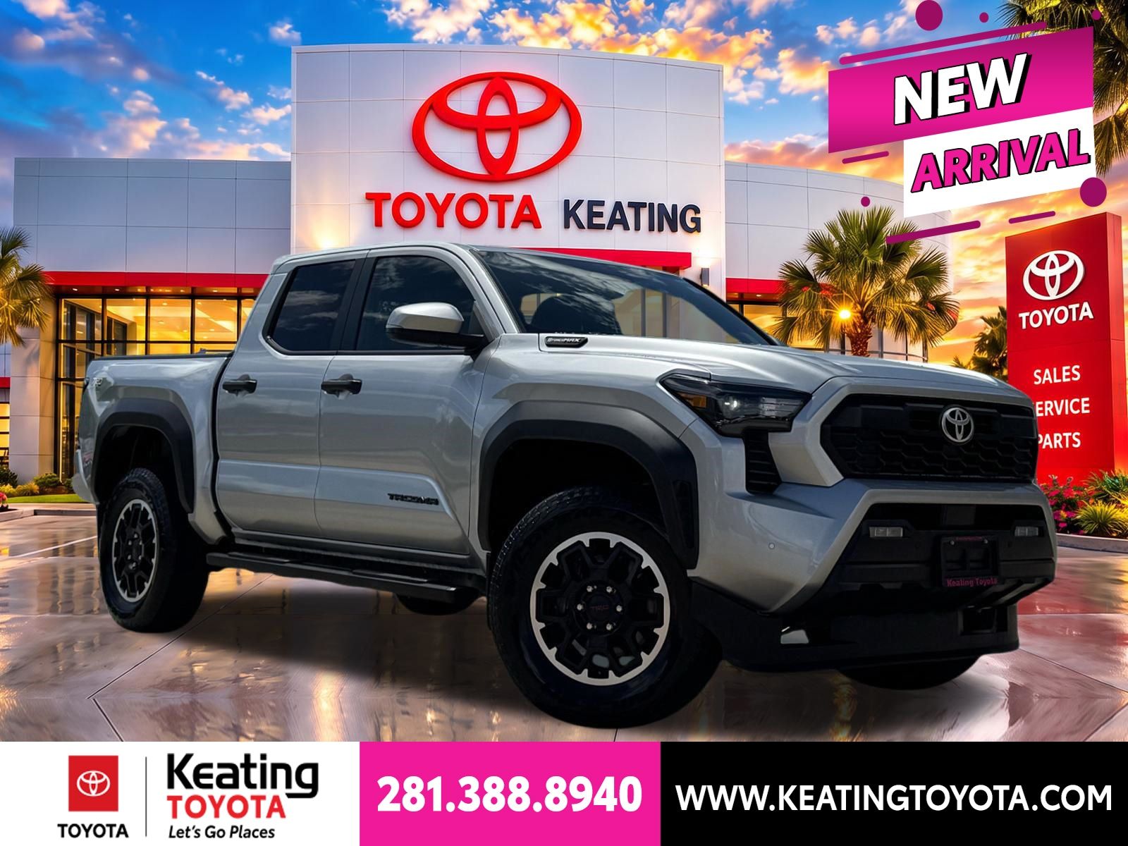 Celestial Silver Metallic 2024 Toyota Tacoma Pickup Truck Four-Wheel Drive 8-Speed Automatic