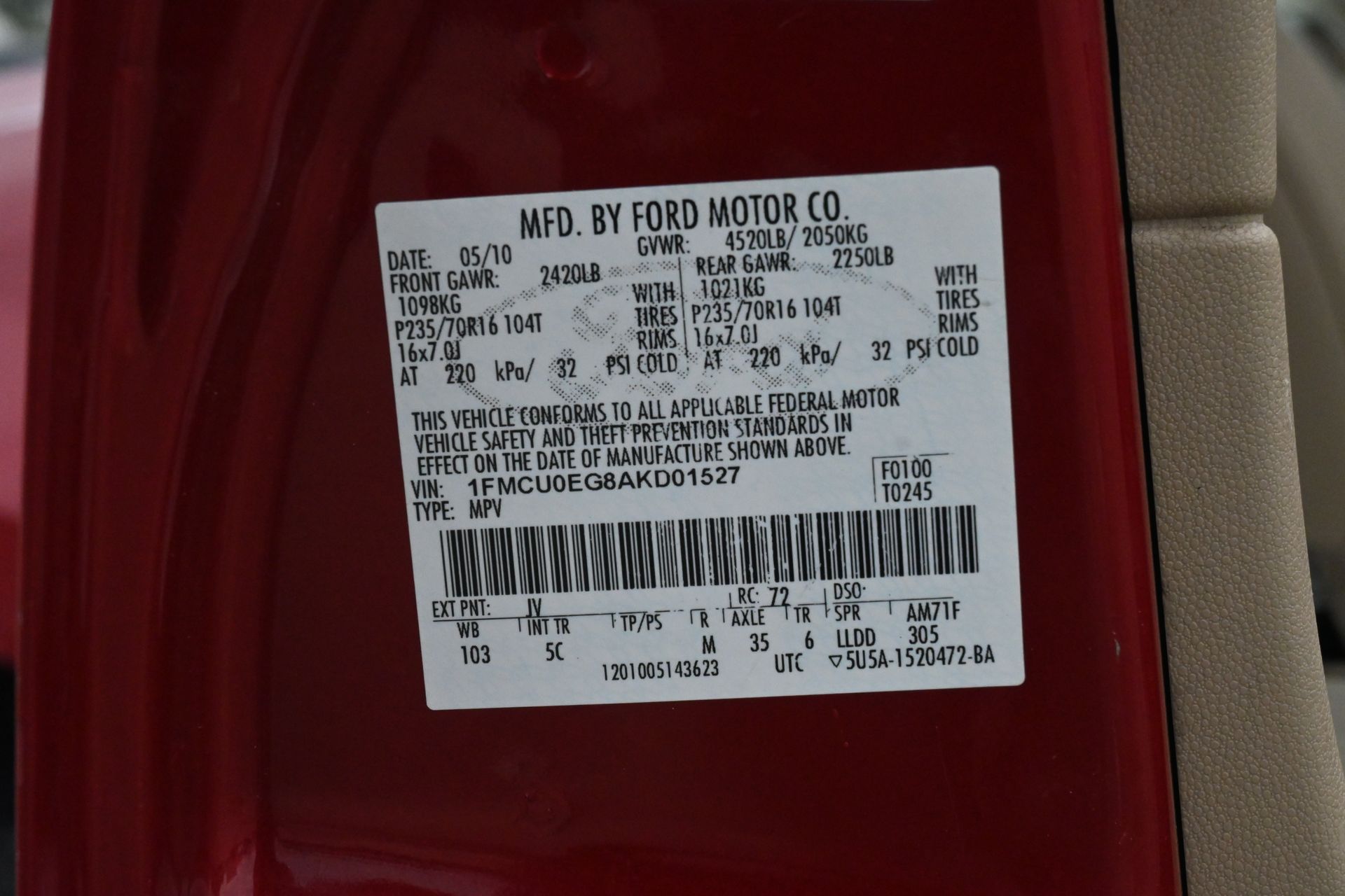 2010 Ford Escape Limited Red at Emmons Autoplex