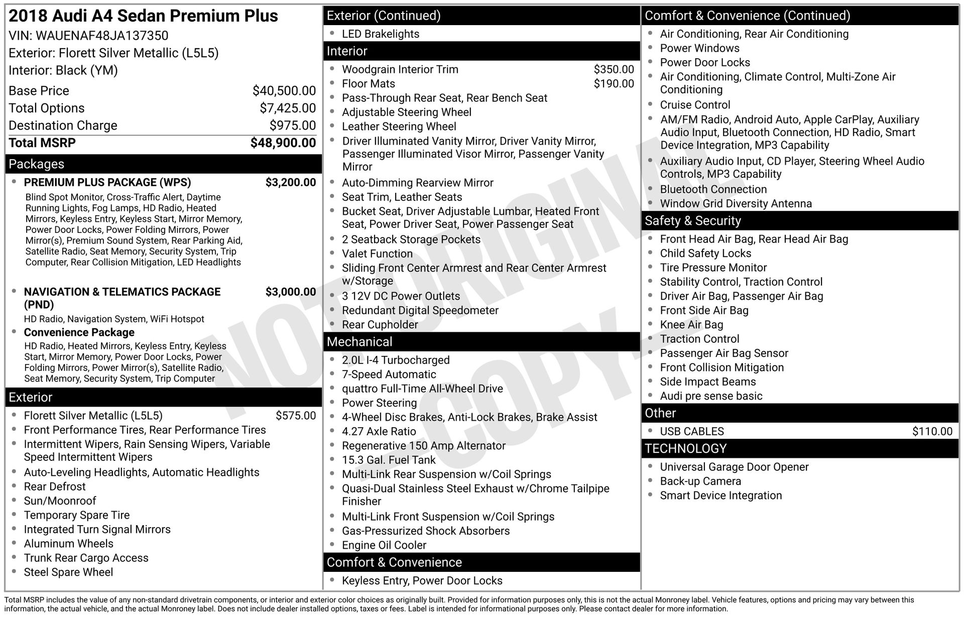 2018 Audi A4 2.0T Premium Plus